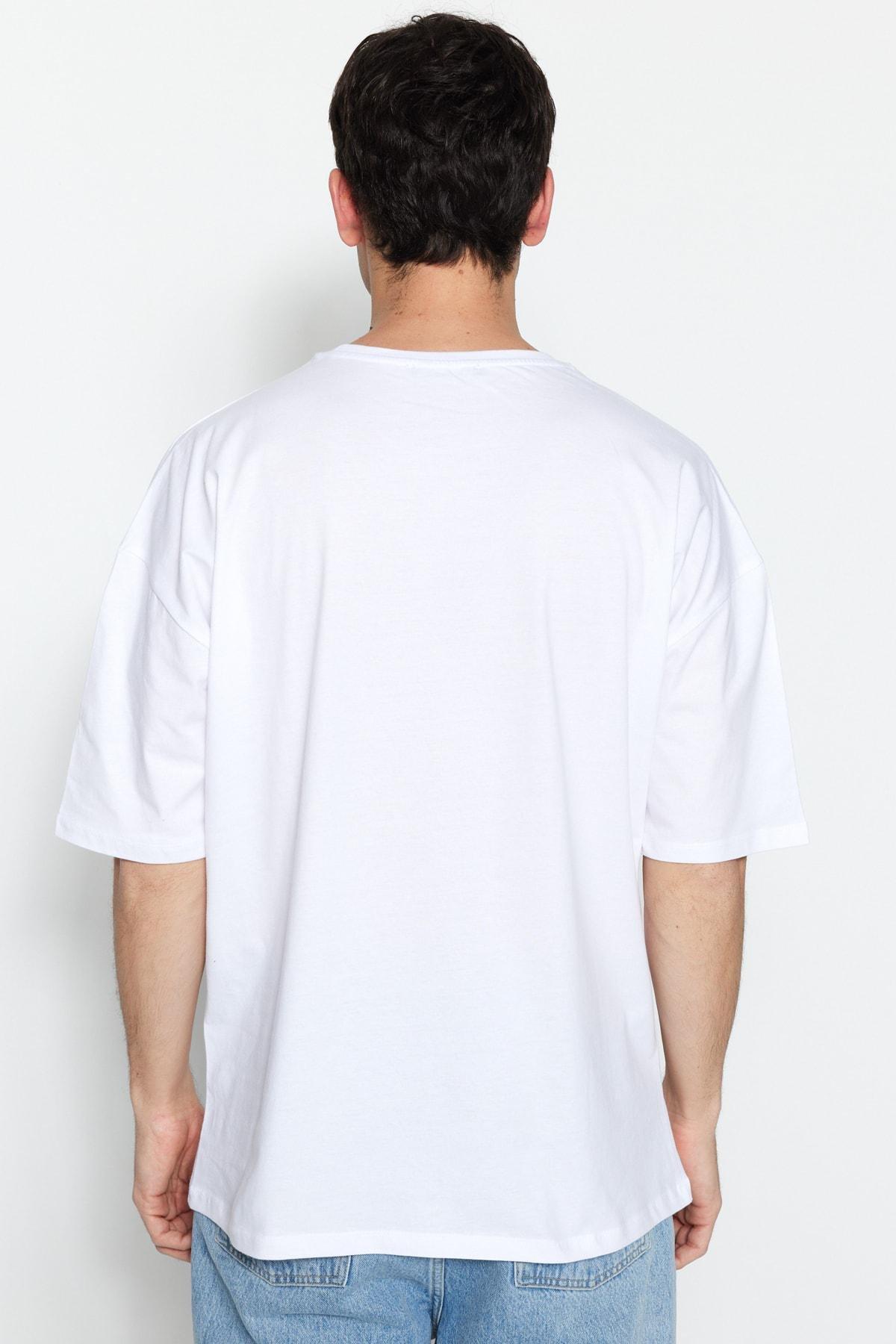 White Crew Neck Oversize Tshirt, , large image number 7