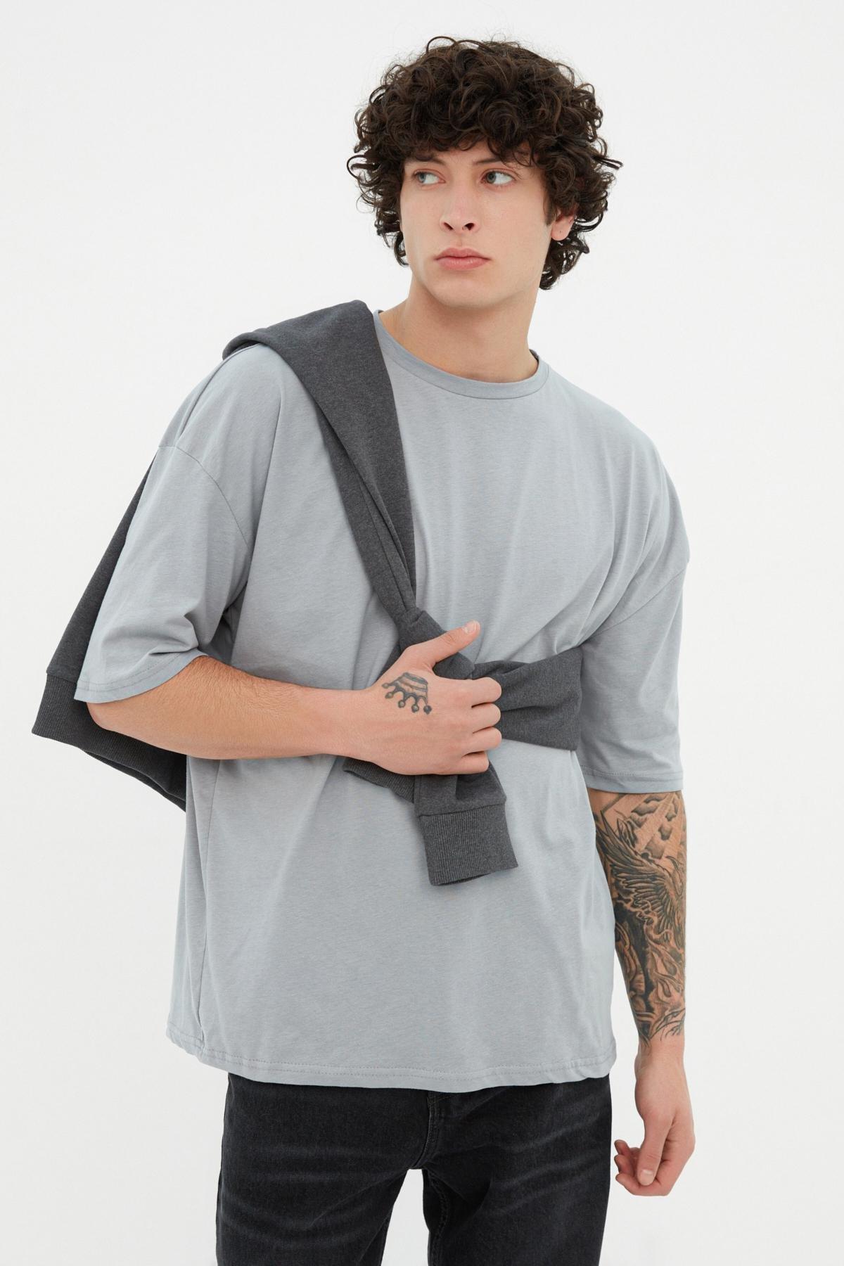Grey Oversize T-Shirt, Gray, large image number 4