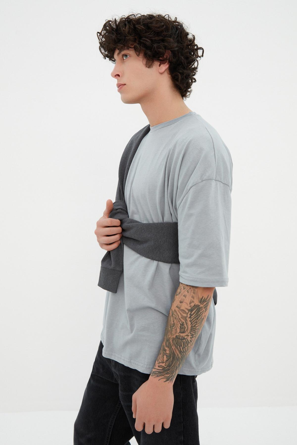 Grey Oversize T-Shirt, Gray, large image number 6