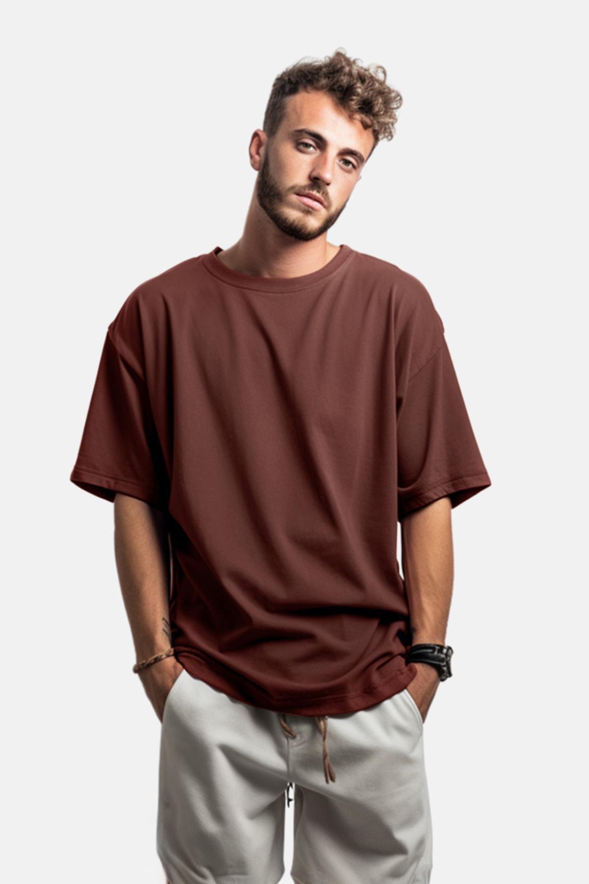 Brown Oversize Crew Neck Tshirt, , large image number 1