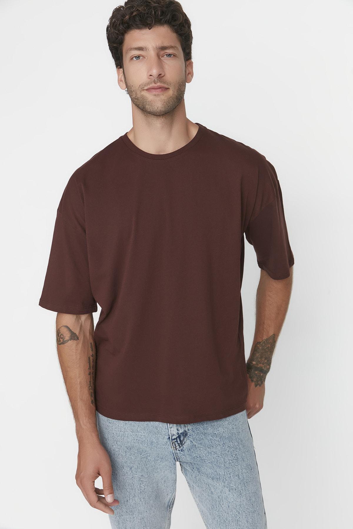 Brown Oversize Crew Neck Tshirt, , large image number 2