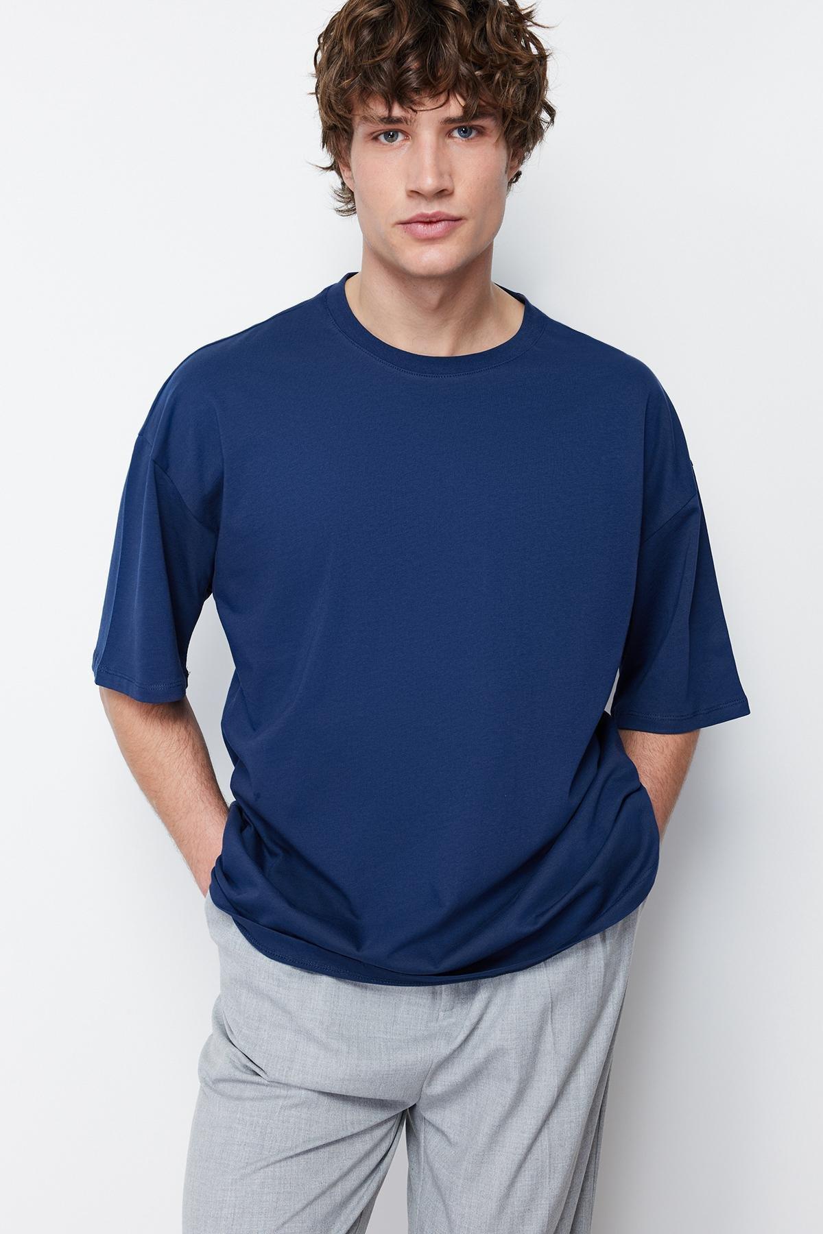 Navy Crew Neck Oversize Tshirt, , large image number 1
