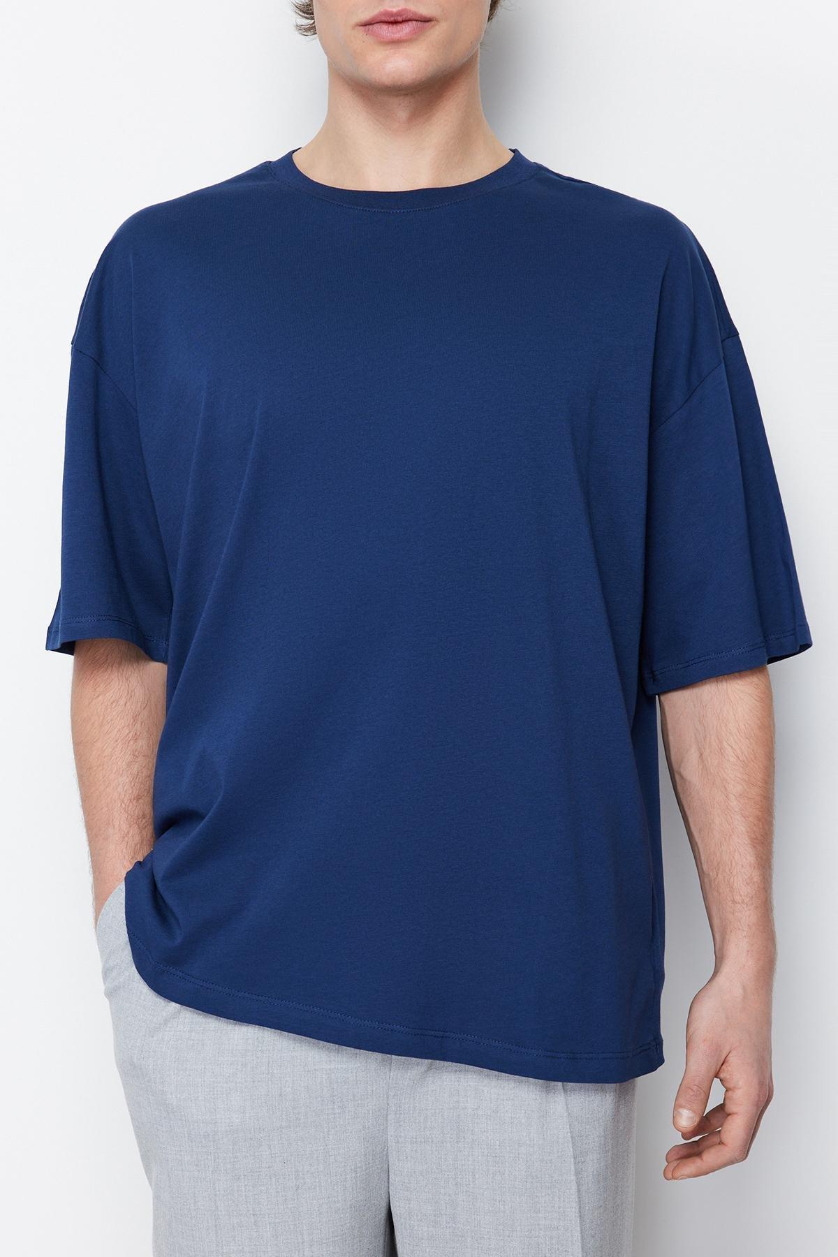 Navy Crew Neck Oversize Tshirt, , large image number 4