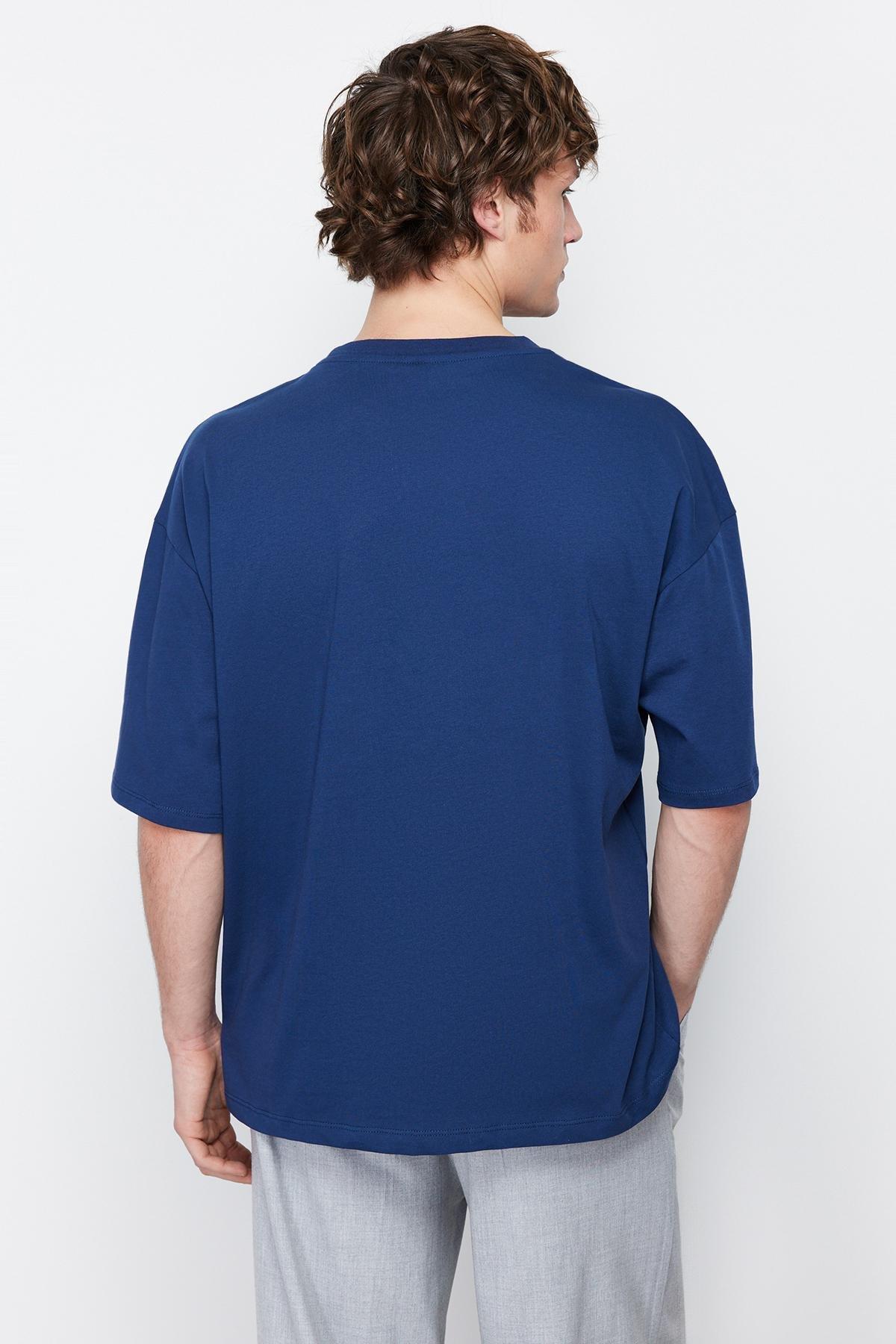 Navy Crew Neck Oversize Tshirt, , large image number 5