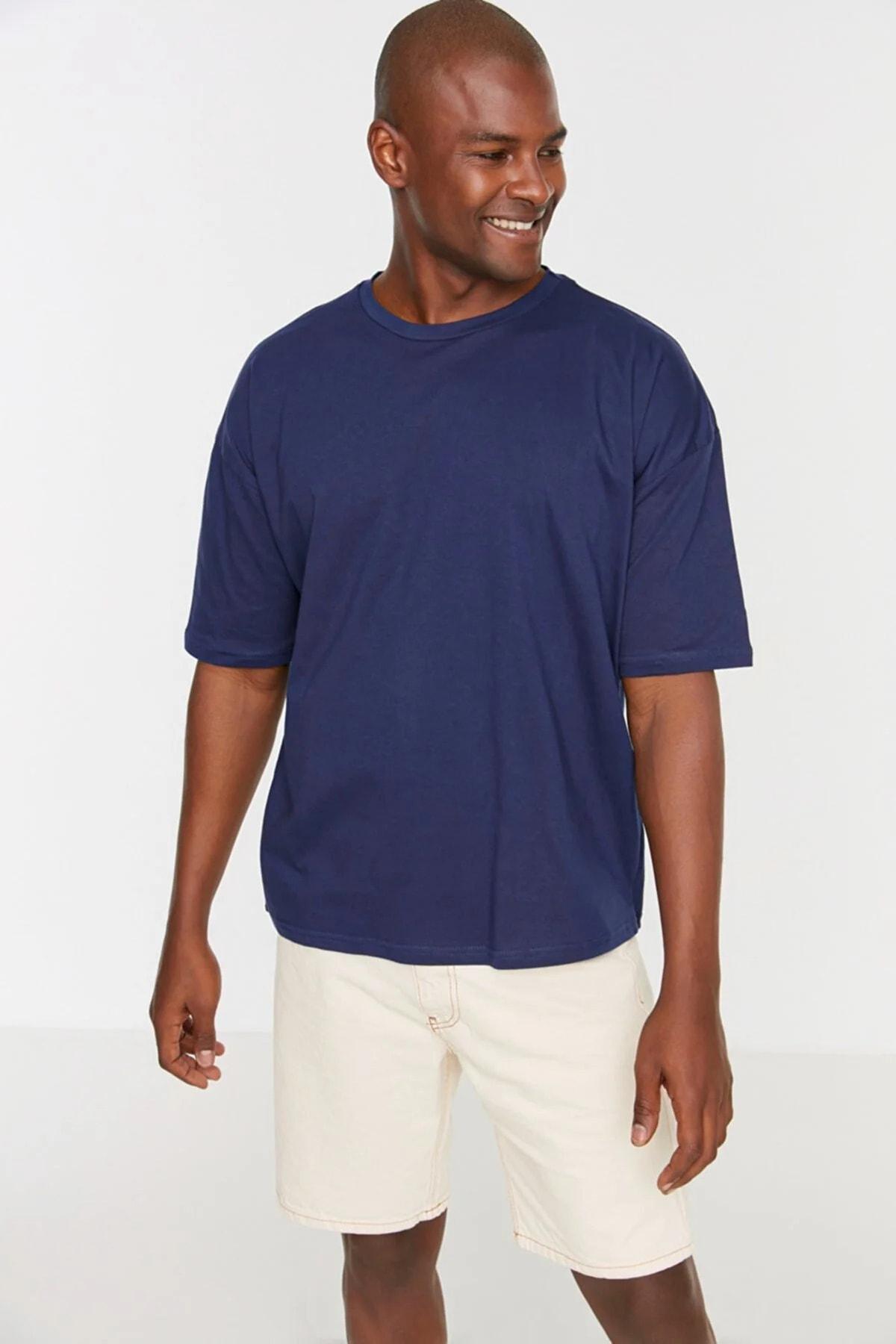 Navy Crew Neck Oversize Tshirt, , large image number 7