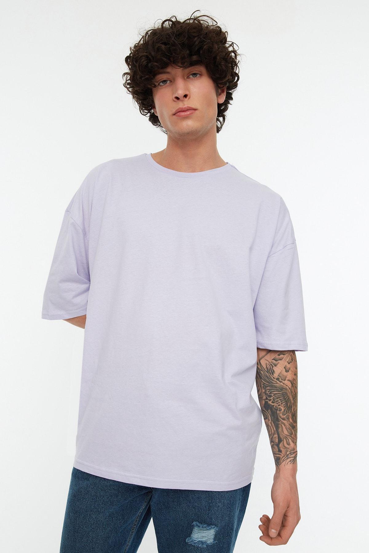 Trendyol - Purple Plain Oversize Tshirt