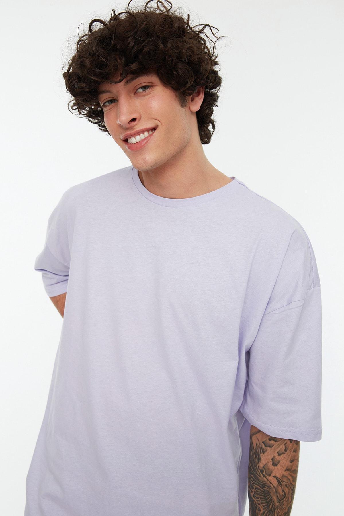 Trendyol - Purple Plain Oversize Tshirt