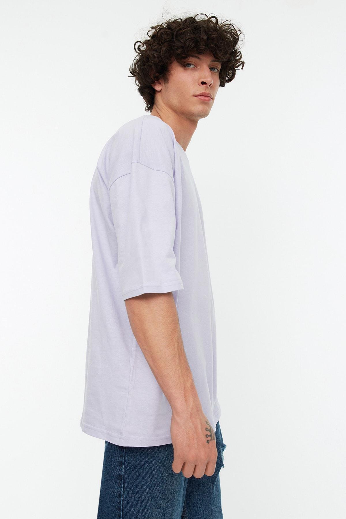 Trendyol - Purple Plain Oversize Tshirt