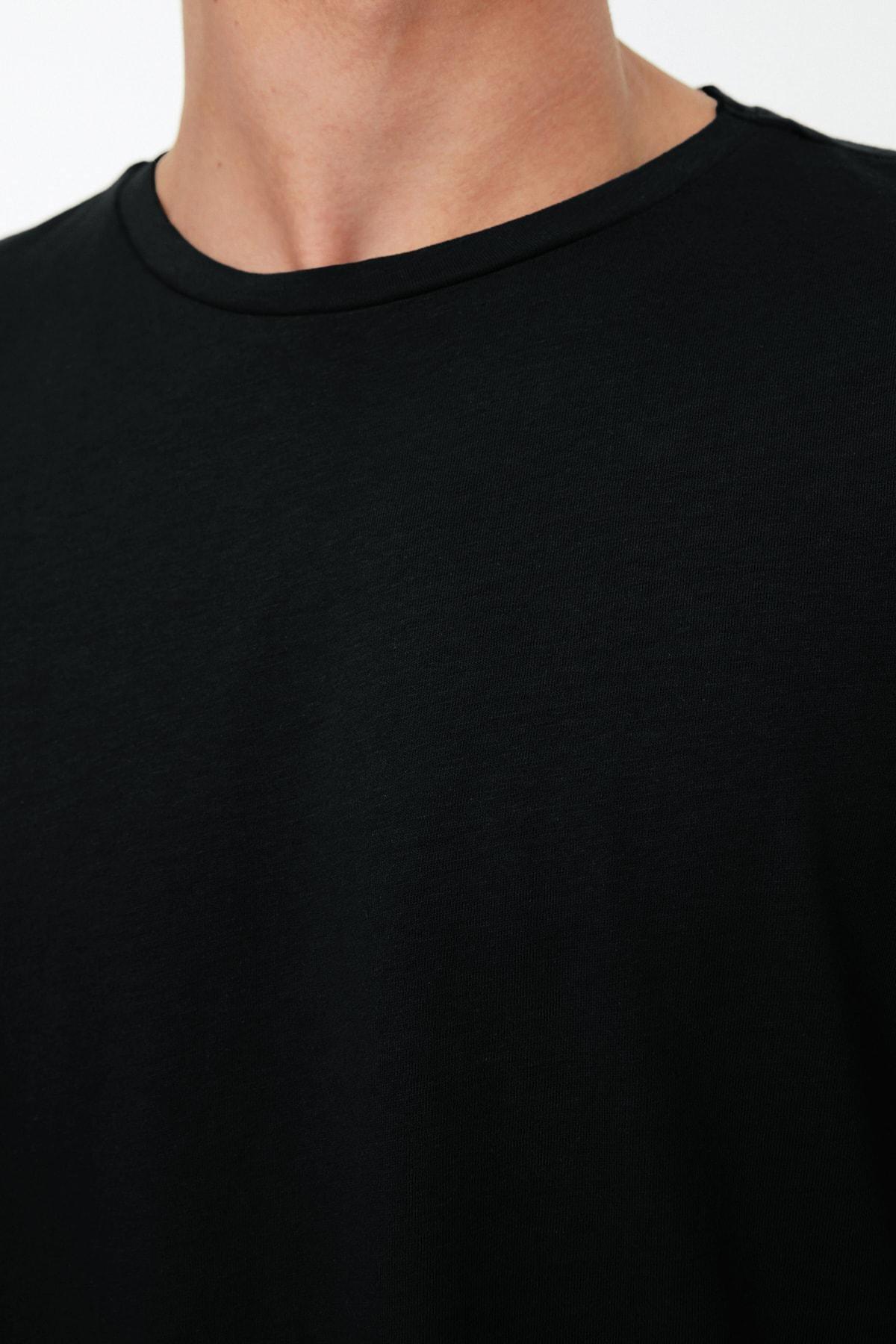 Black Crew Neck Oversize T-Shirt, , large image number 4
