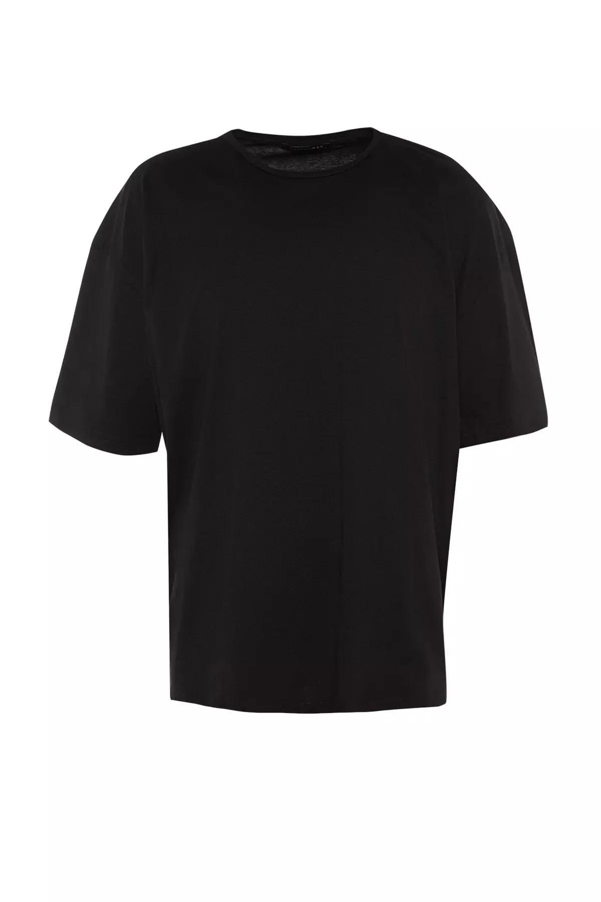 Black Crew Neck Oversize T-Shirt, , large image number 8