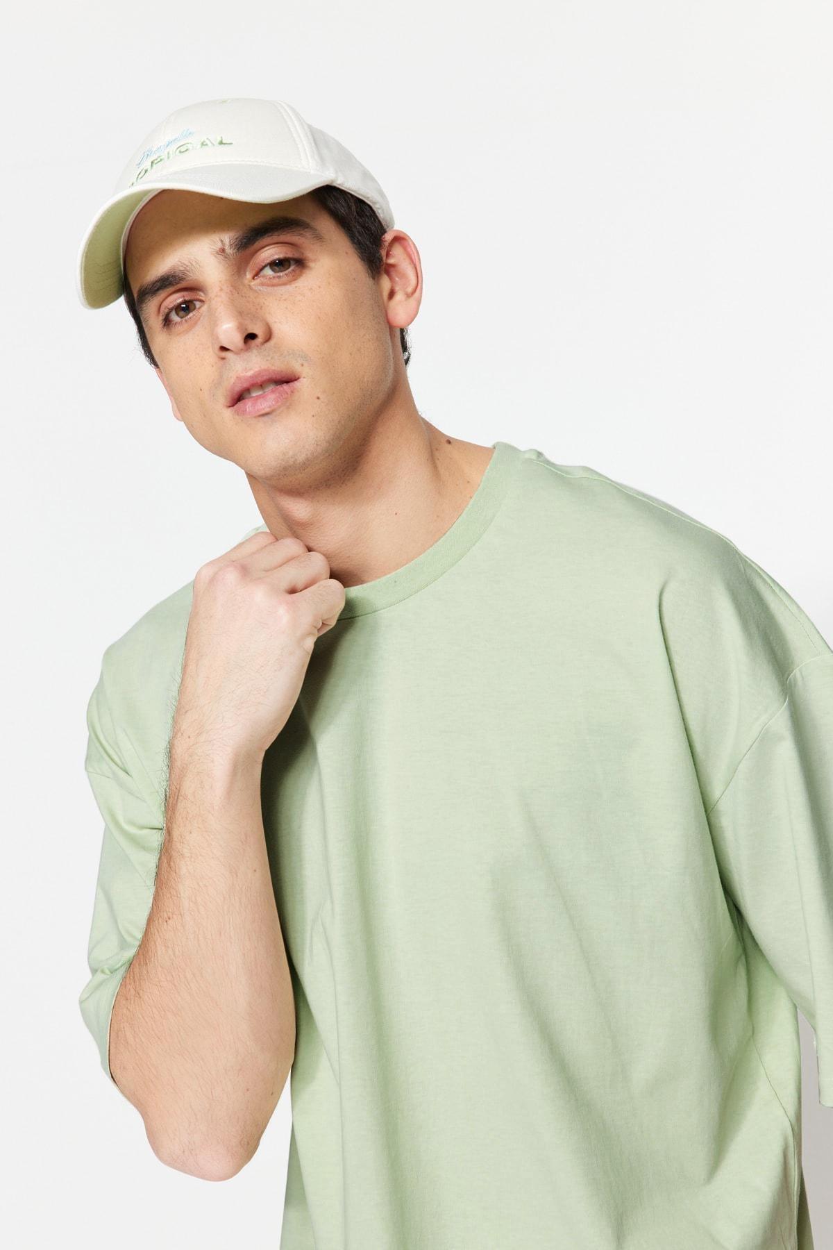 Green Oversize Crew Neck T-Shirt, , large image number 0