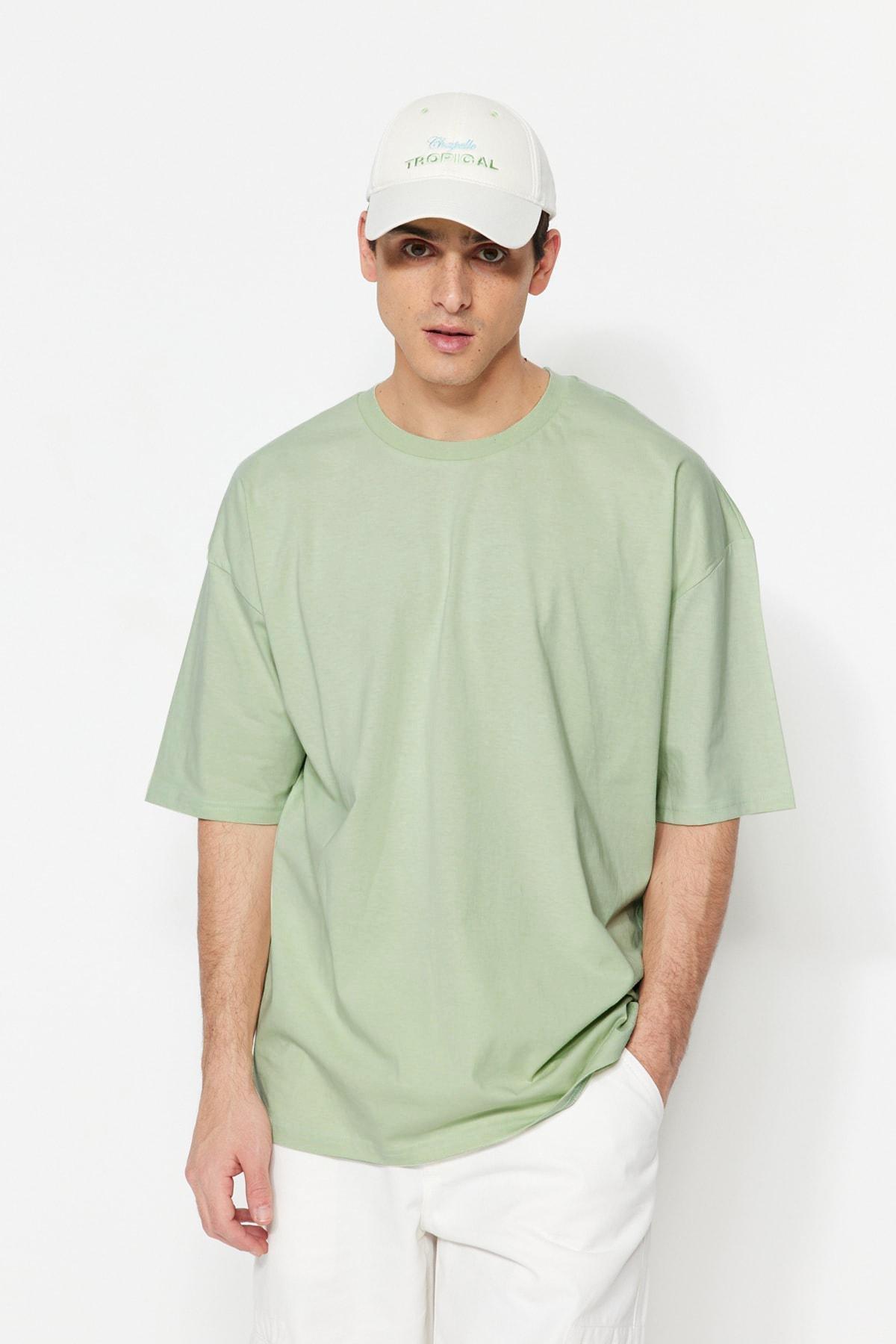 Trendyol - Green Oversize Crew Neck T-Shirt