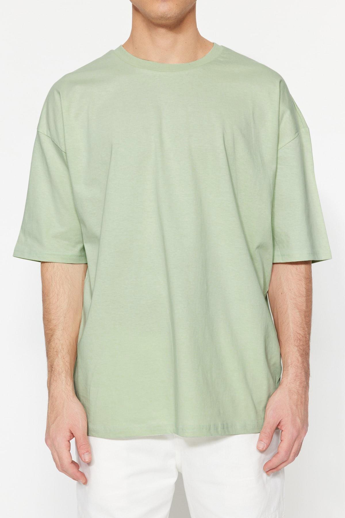 Trendyol - Green Oversize Crew Neck T-Shirt