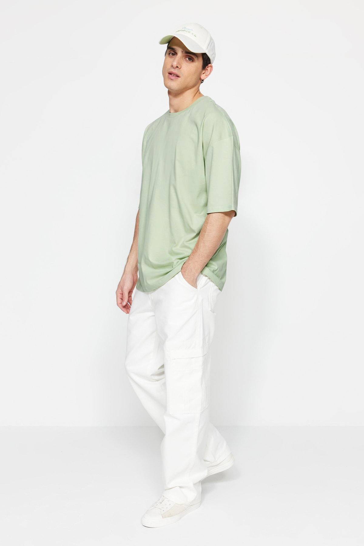 Trendyol - Green Oversize Crew Neck T-Shirt