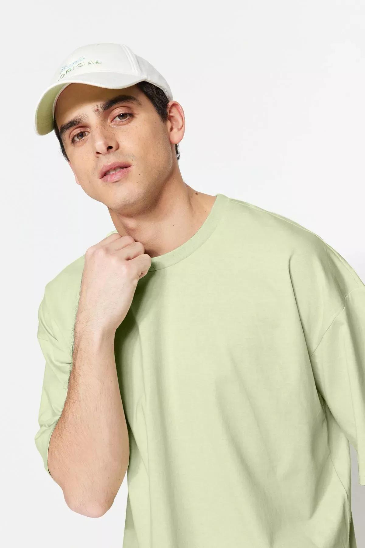 Green Oversize Crew Neck T-Shirt, Green, large image number 4