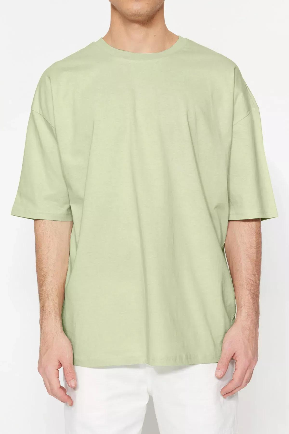 Green Oversize Crew Neck T-Shirt, Green, large image number 5
