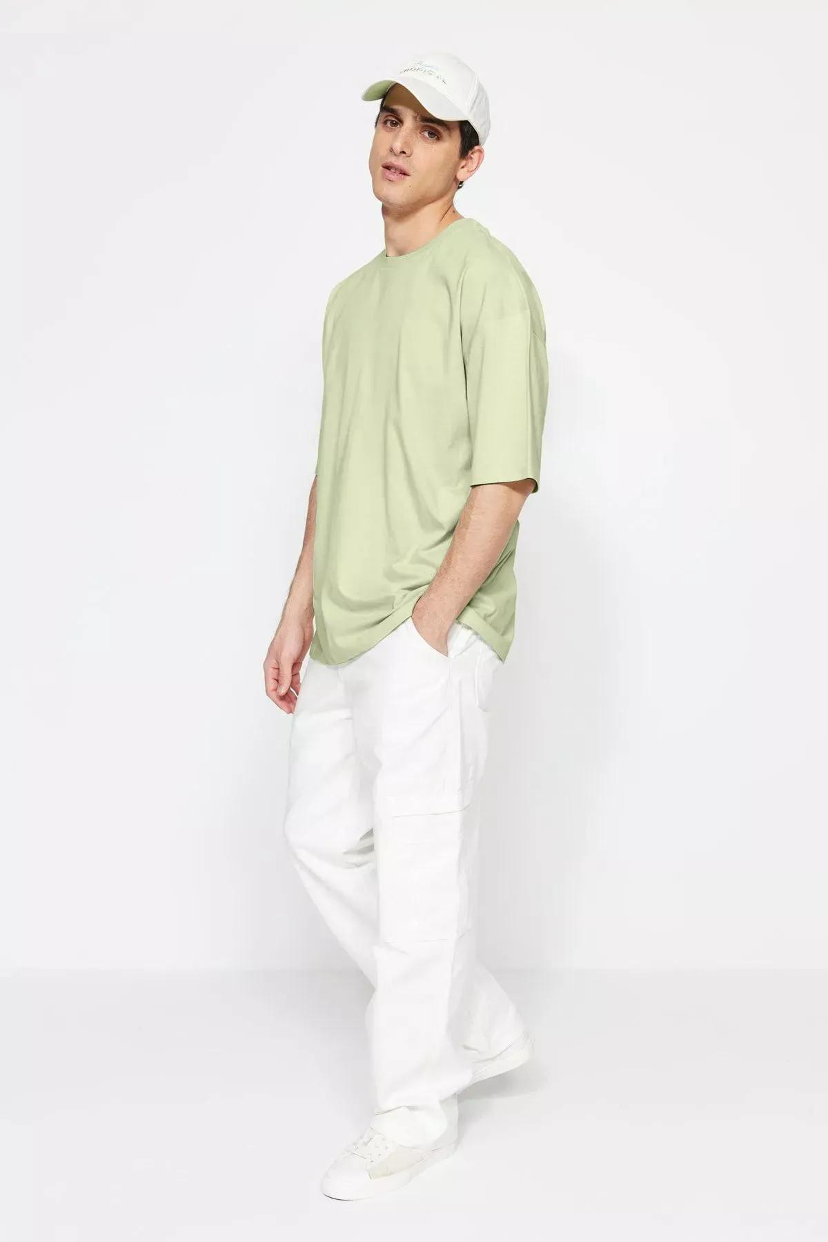 Green Oversize Crew Neck T-Shirt, Green, large image number 6