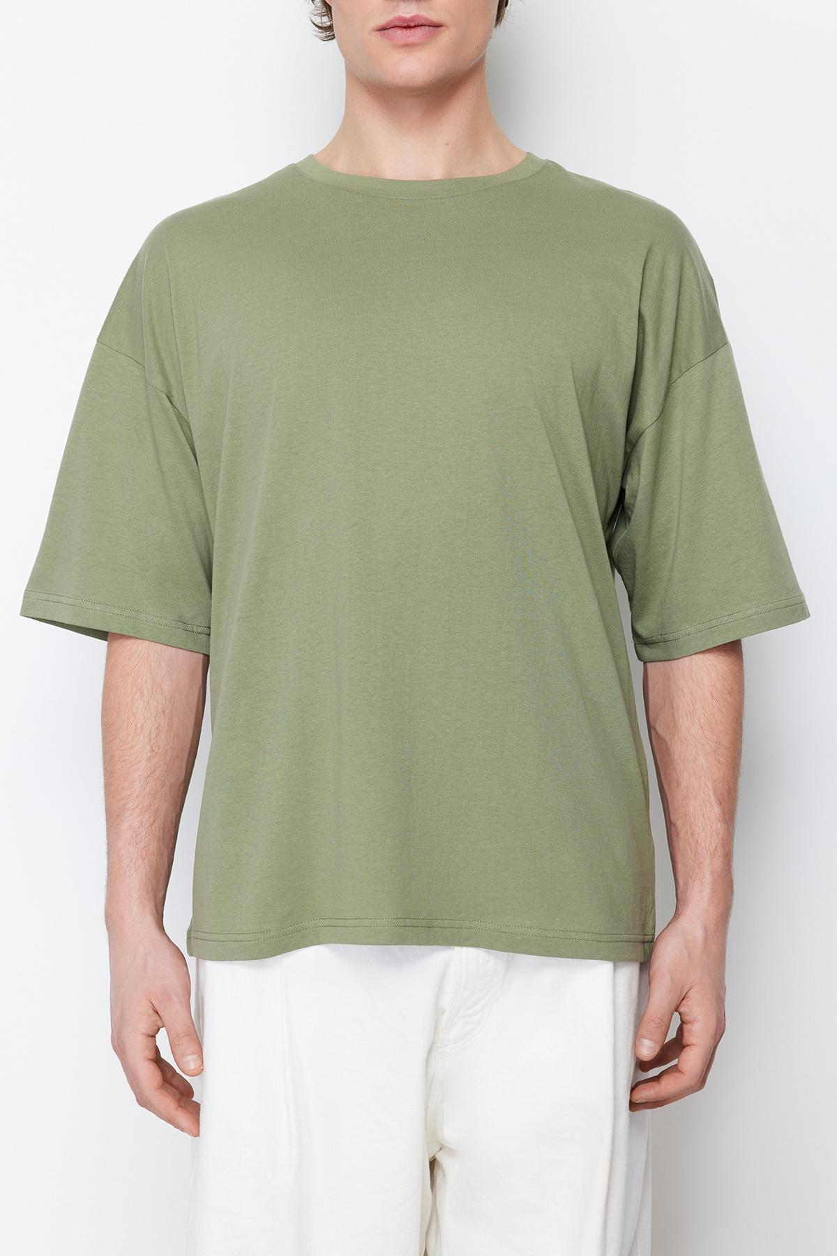 Khaki Crew Neck Oversize Tshirt, , large image number 8