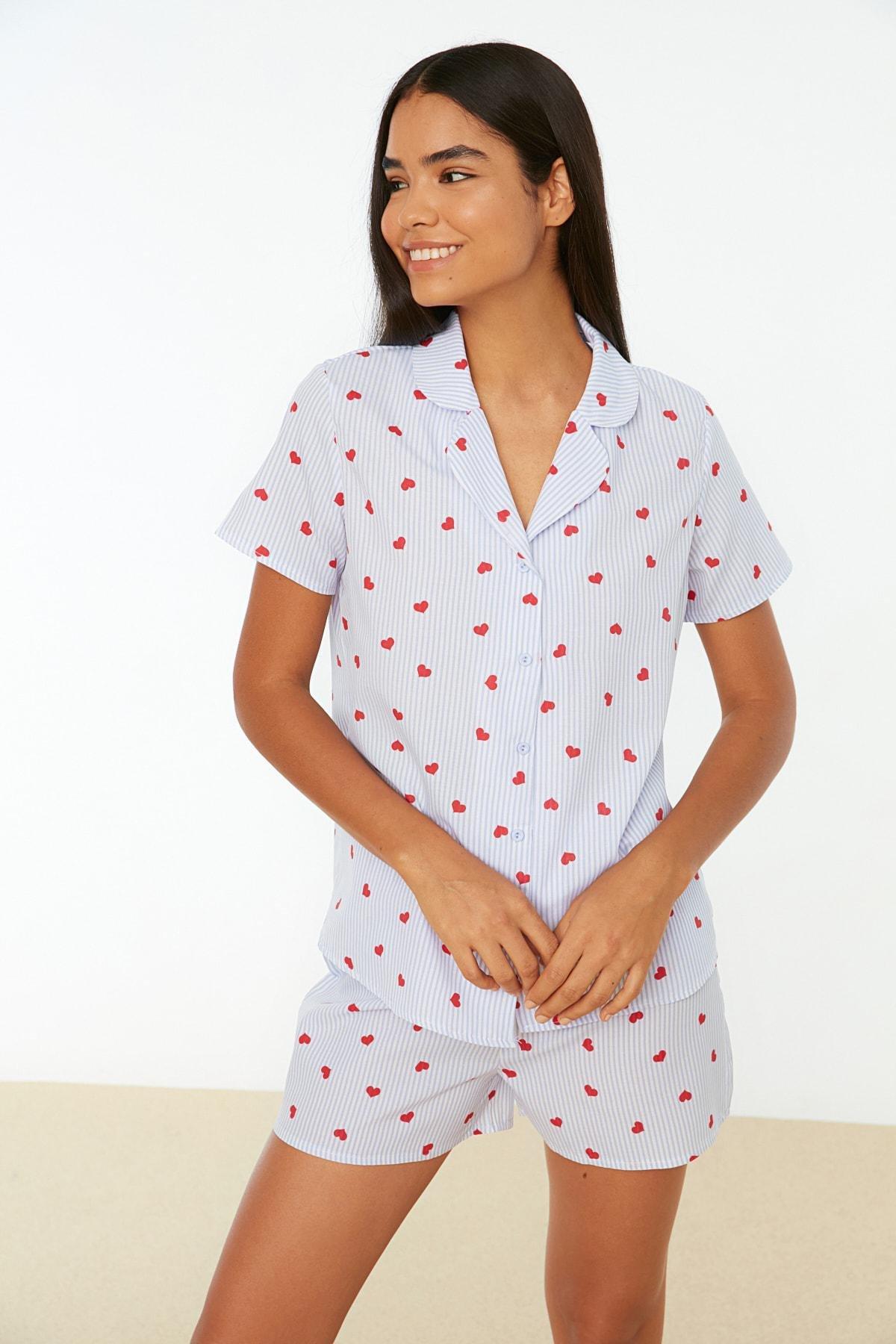 Blue Geometric Pattern Pajama Set, , large image number 0