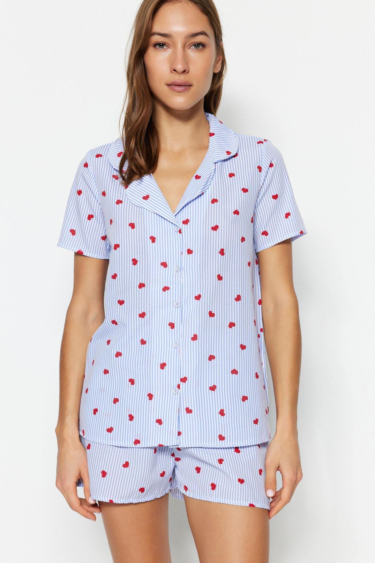Blue Geometric Pattern Pajama Set, , large image number 1