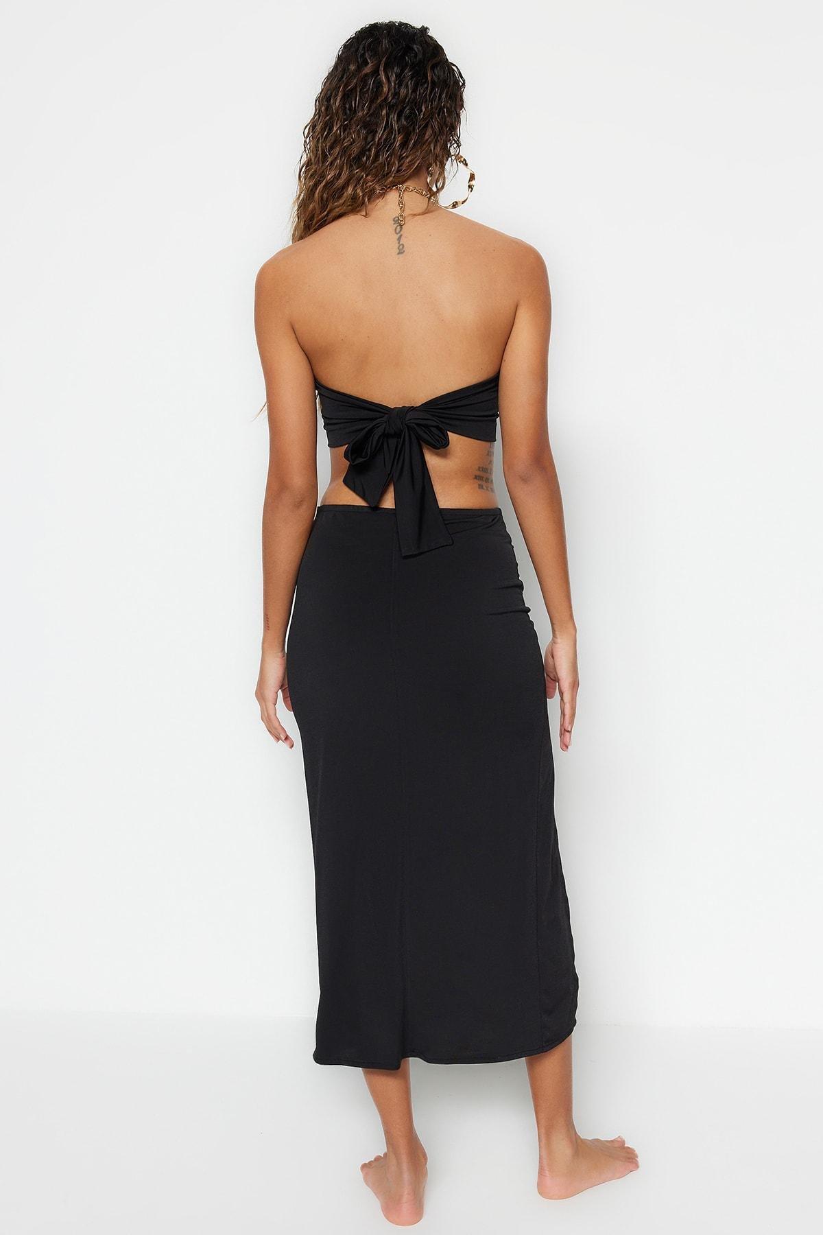 Black Slim Strapless Co-Ord Set, , large image number 6