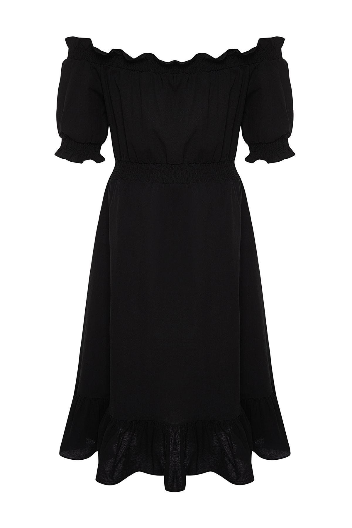 Black Skater Plus Size Midi Dress, , large image number 7