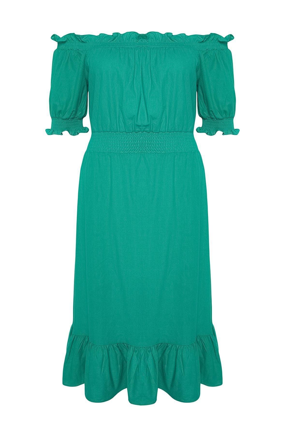 Green Skater Plus Size Dress, , large image number 5