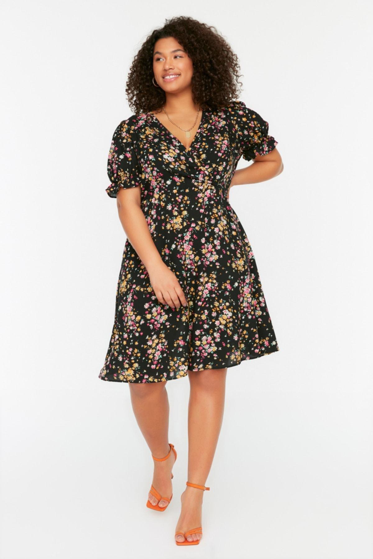 Multicolour A-Line Plus Size Mini Dress, , large image number 0