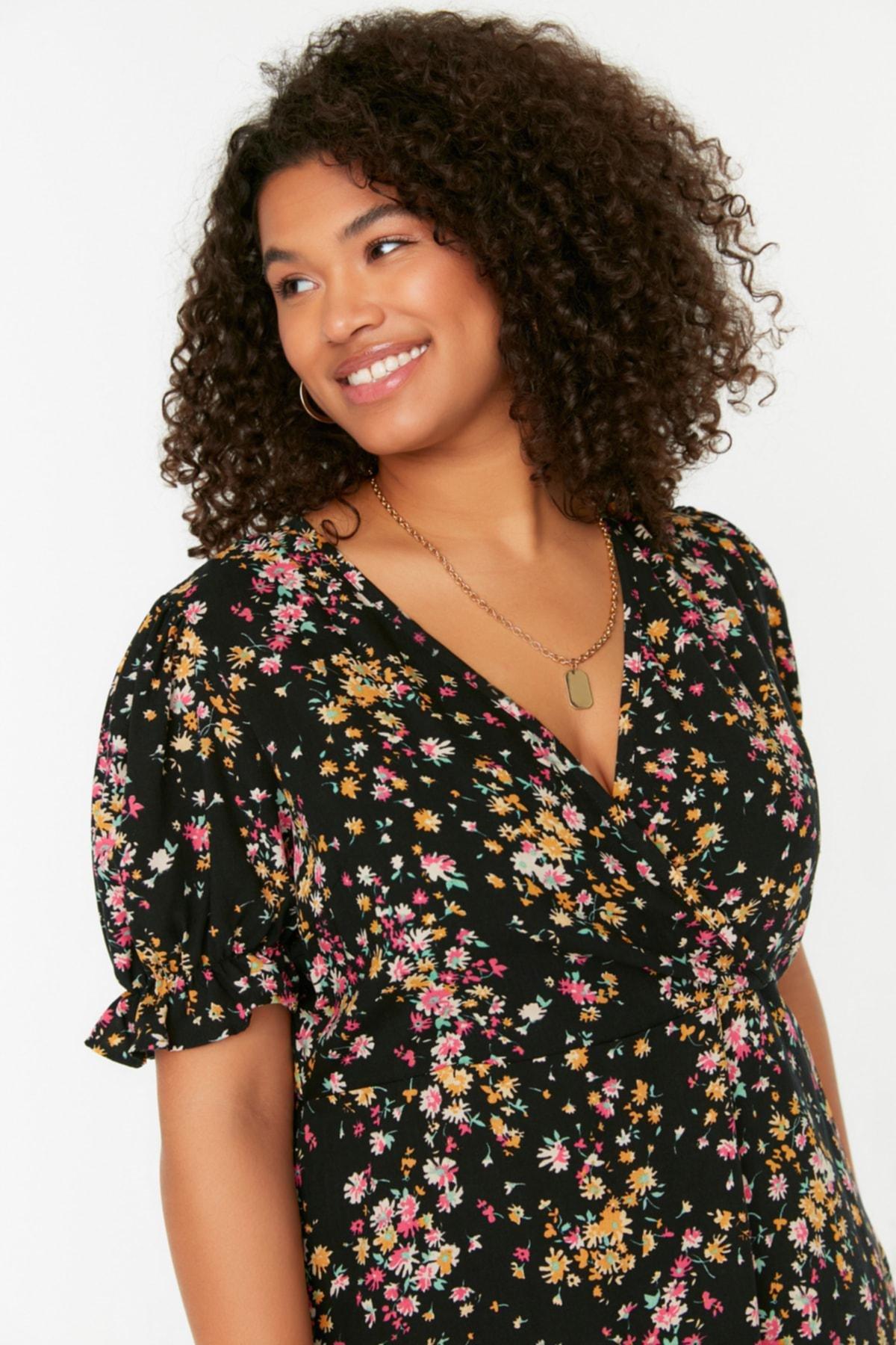 Multicolour A-Line Plus Size Mini Dress, , large image number 1