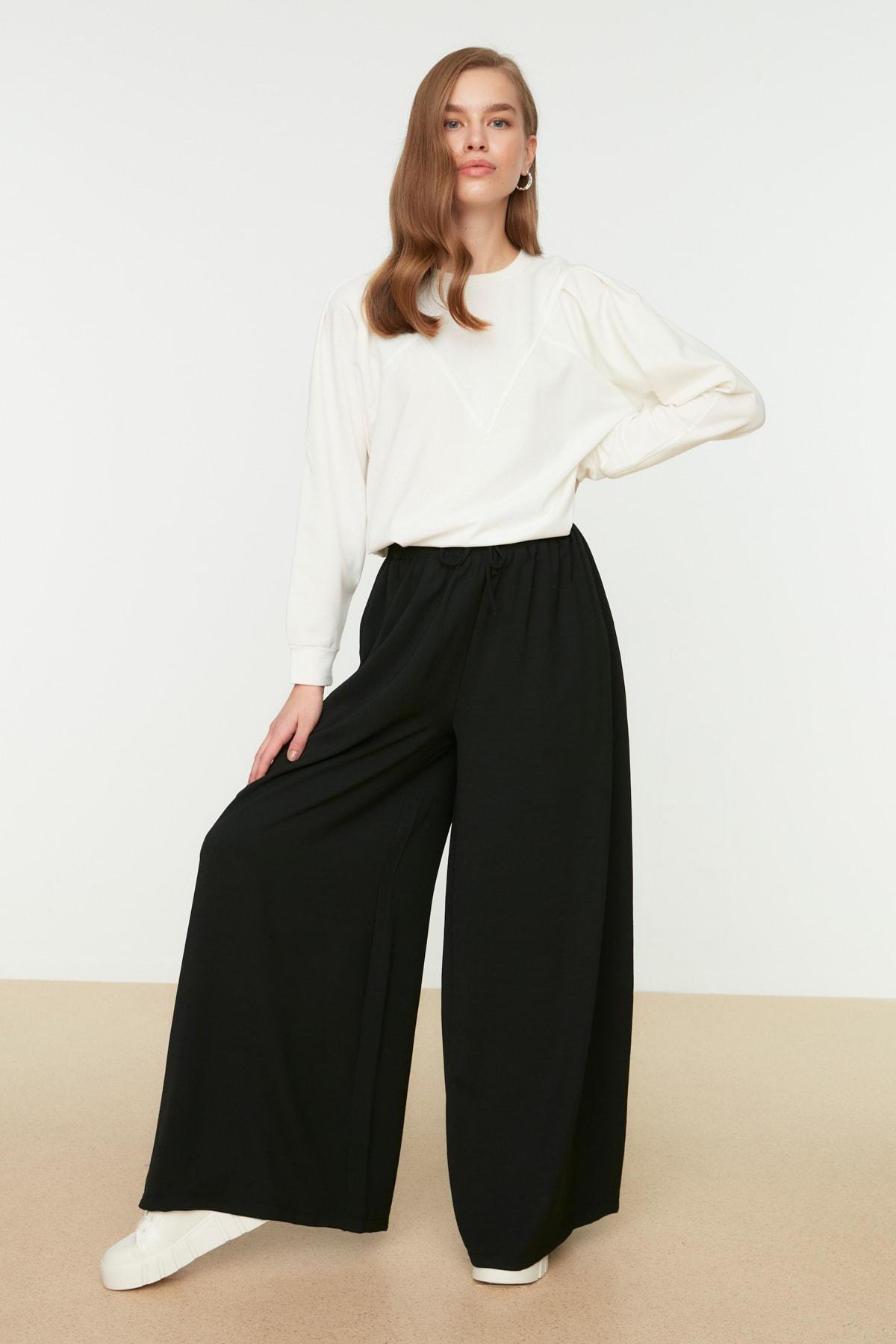 Black Wide Leg Pants, , large image number 0