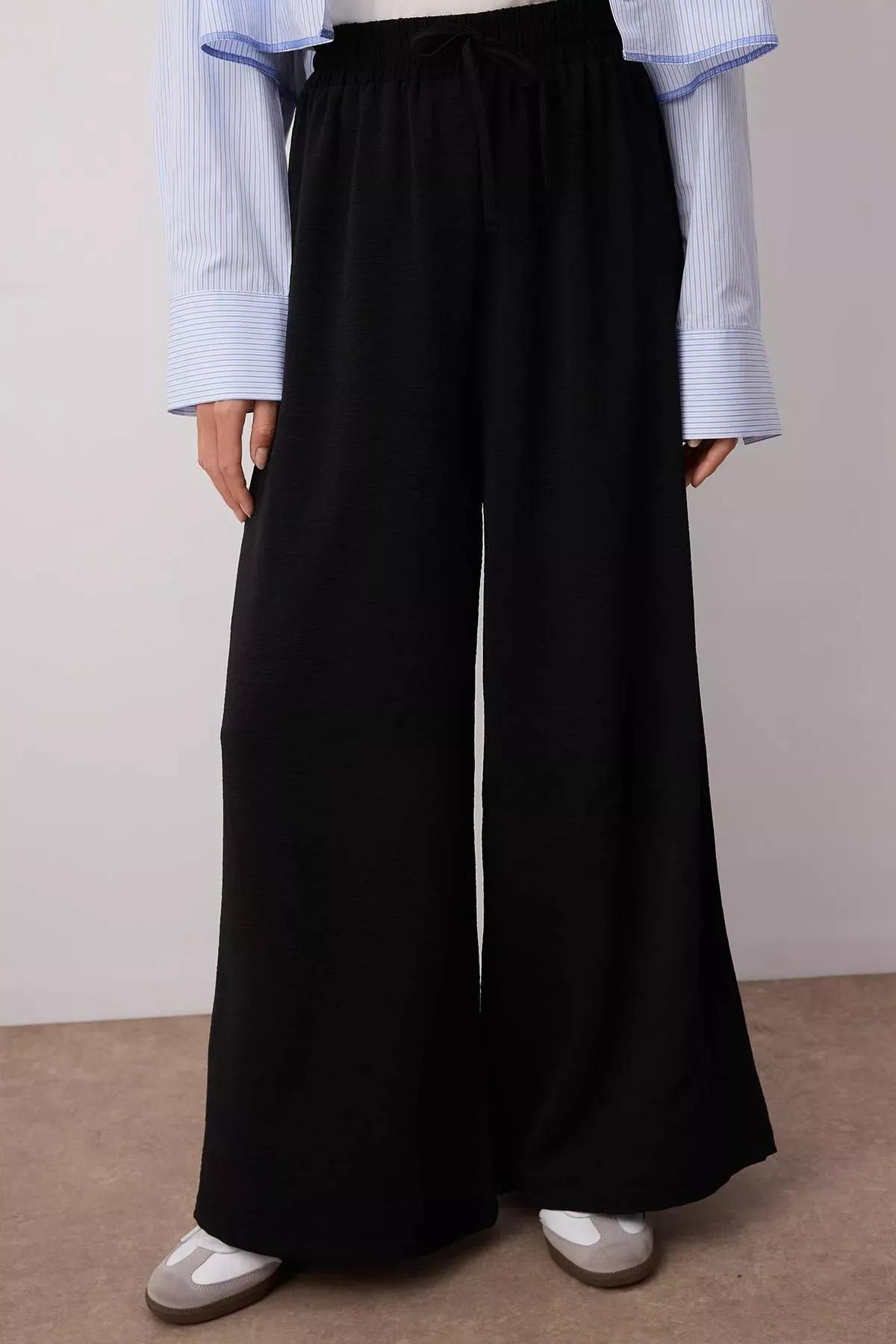 بنطال بقصة ساق عريضة، أسود, Black, large image number 5