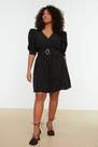 Trendyol - Black Wrapover Plus Size Dress