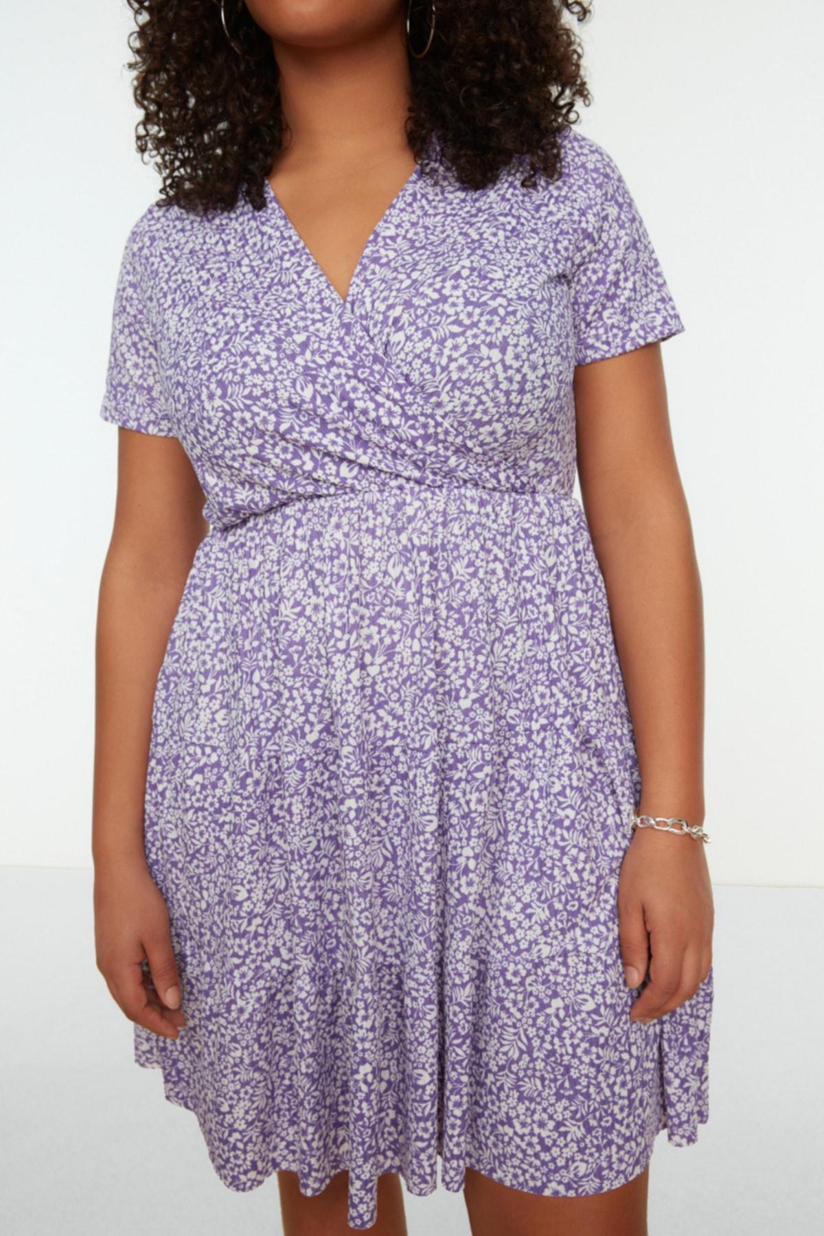 فستان بقصة على شكل حرف A للمقاسات الكبيرة، بنفسجي, Purple, large image number 3