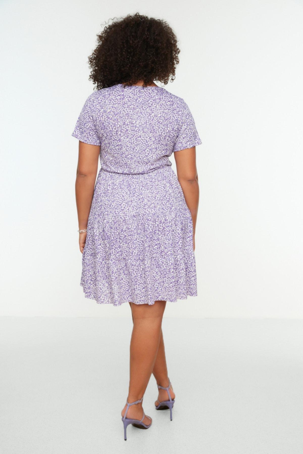 فستان بقصة على شكل حرف A للمقاسات الكبيرة، بنفسجي, Purple, large image number 4