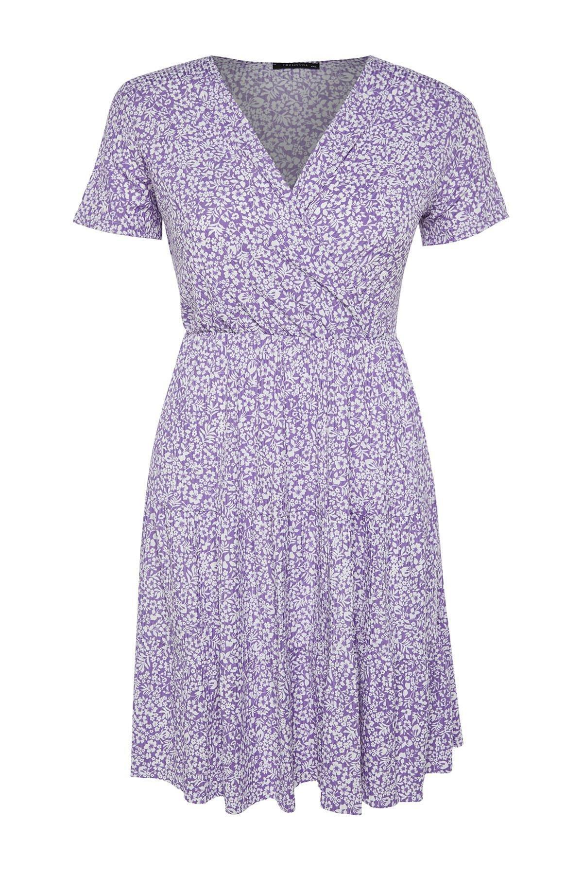 فستان بقصة على شكل حرف A للمقاسات الكبيرة، بنفسجي, Purple, large image number 5