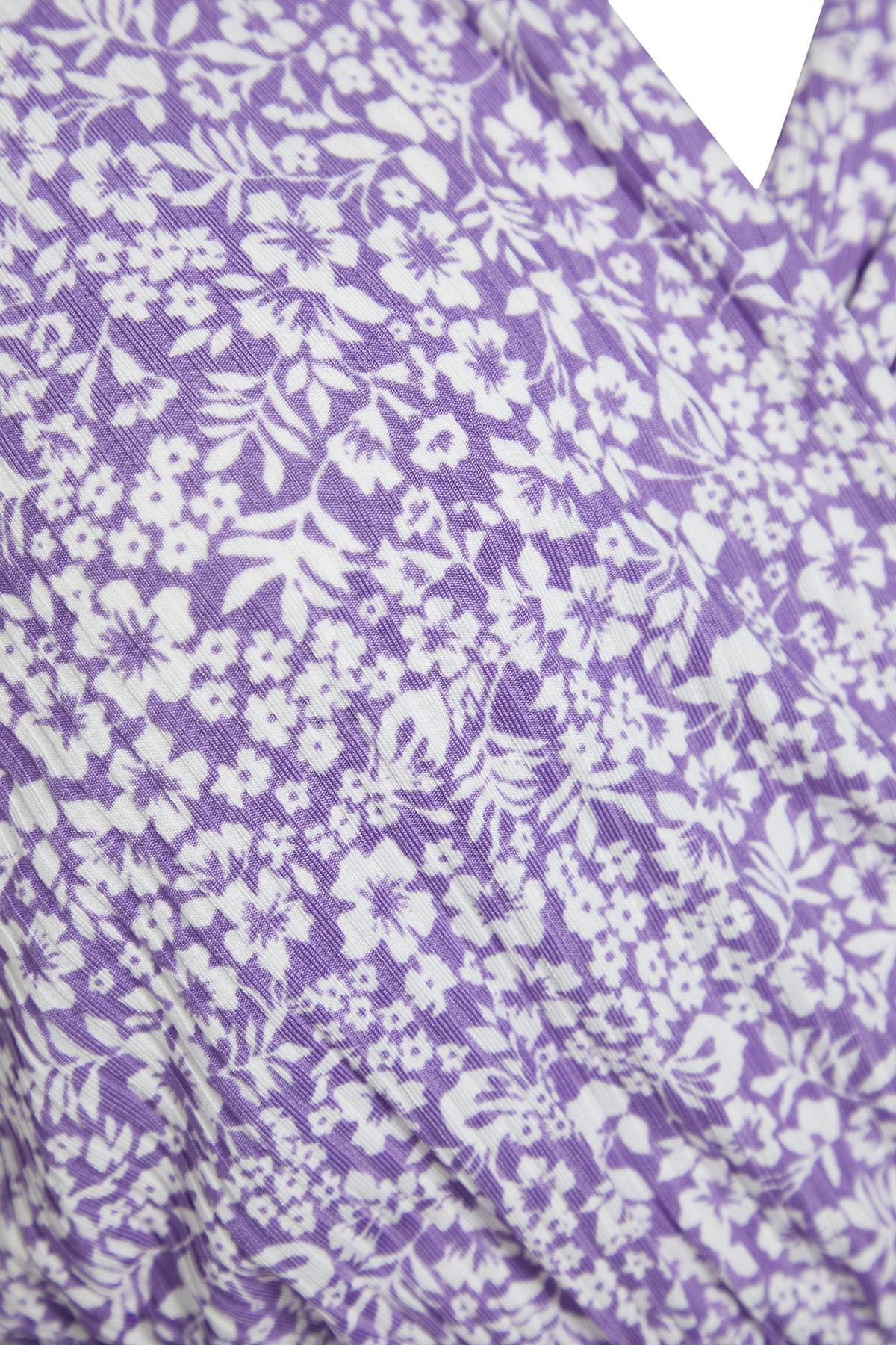 فستان بقصة على شكل حرف A للمقاسات الكبيرة، بنفسجي, Purple, large image number 6