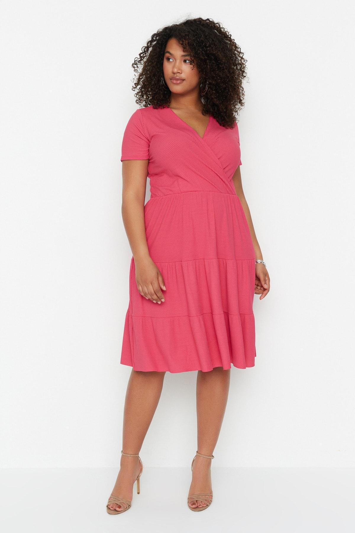 Pink A-Line Plus Size Mini Dress, , large image number 0