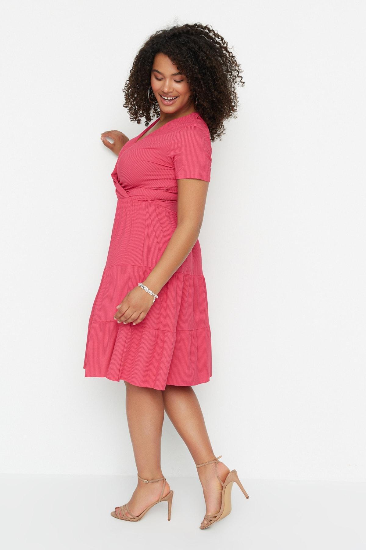 Pink A-Line Plus Size Mini Dress, , large image number 3
