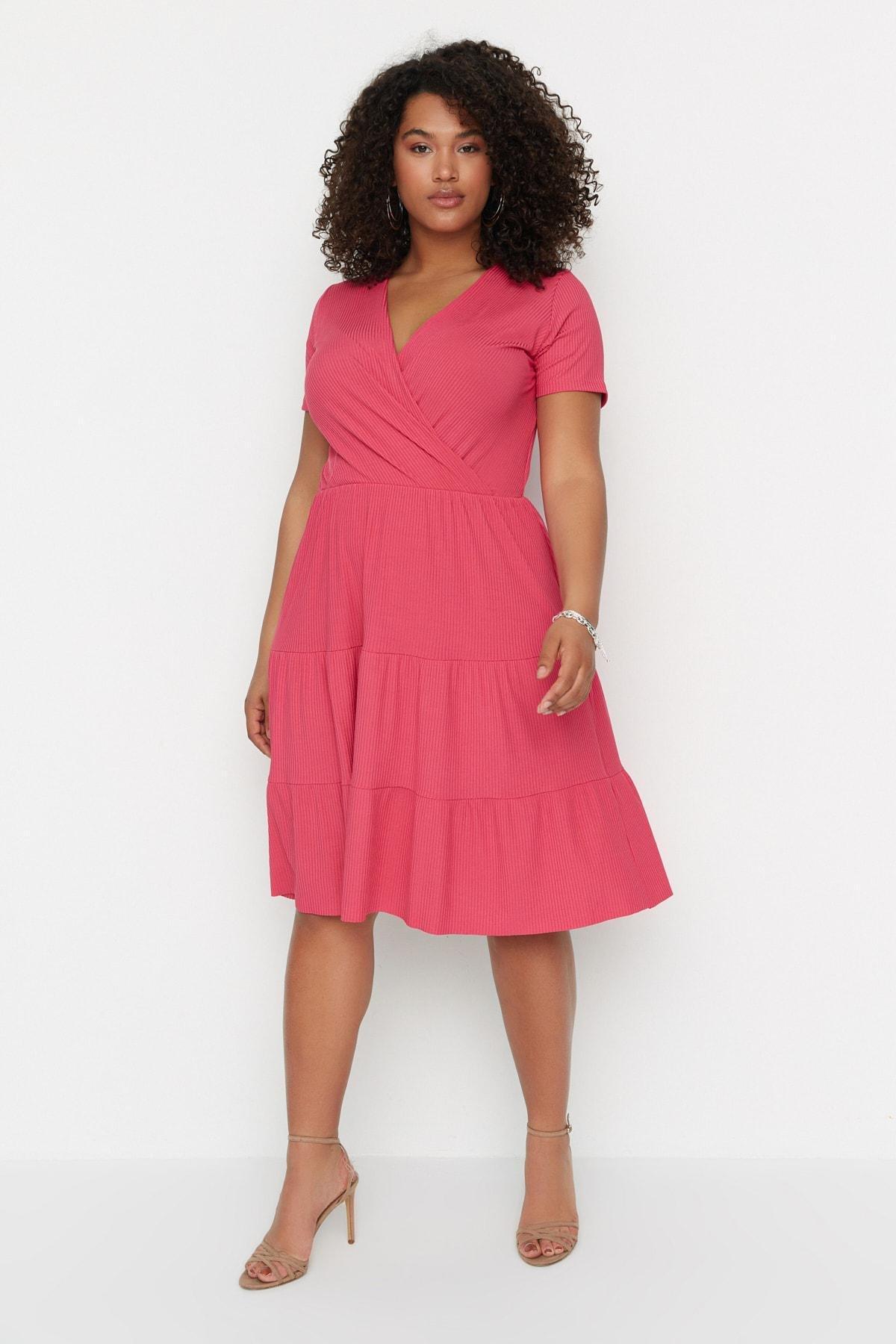 Pink A-Line Plus Size Mini Dress, , large image number 4