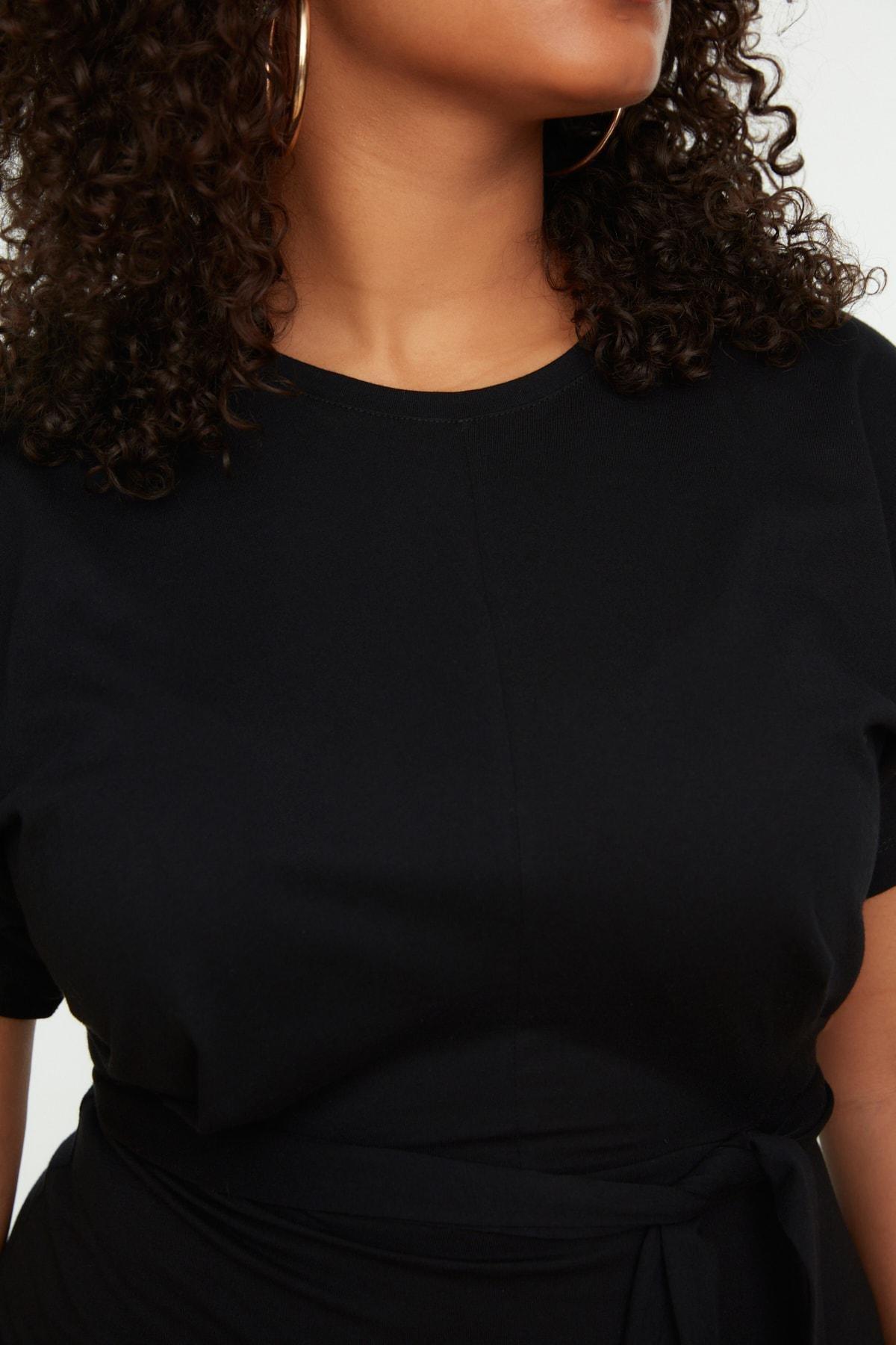 Black Jersey Midi Dress Plus Size Midi Dress, , large image number 4