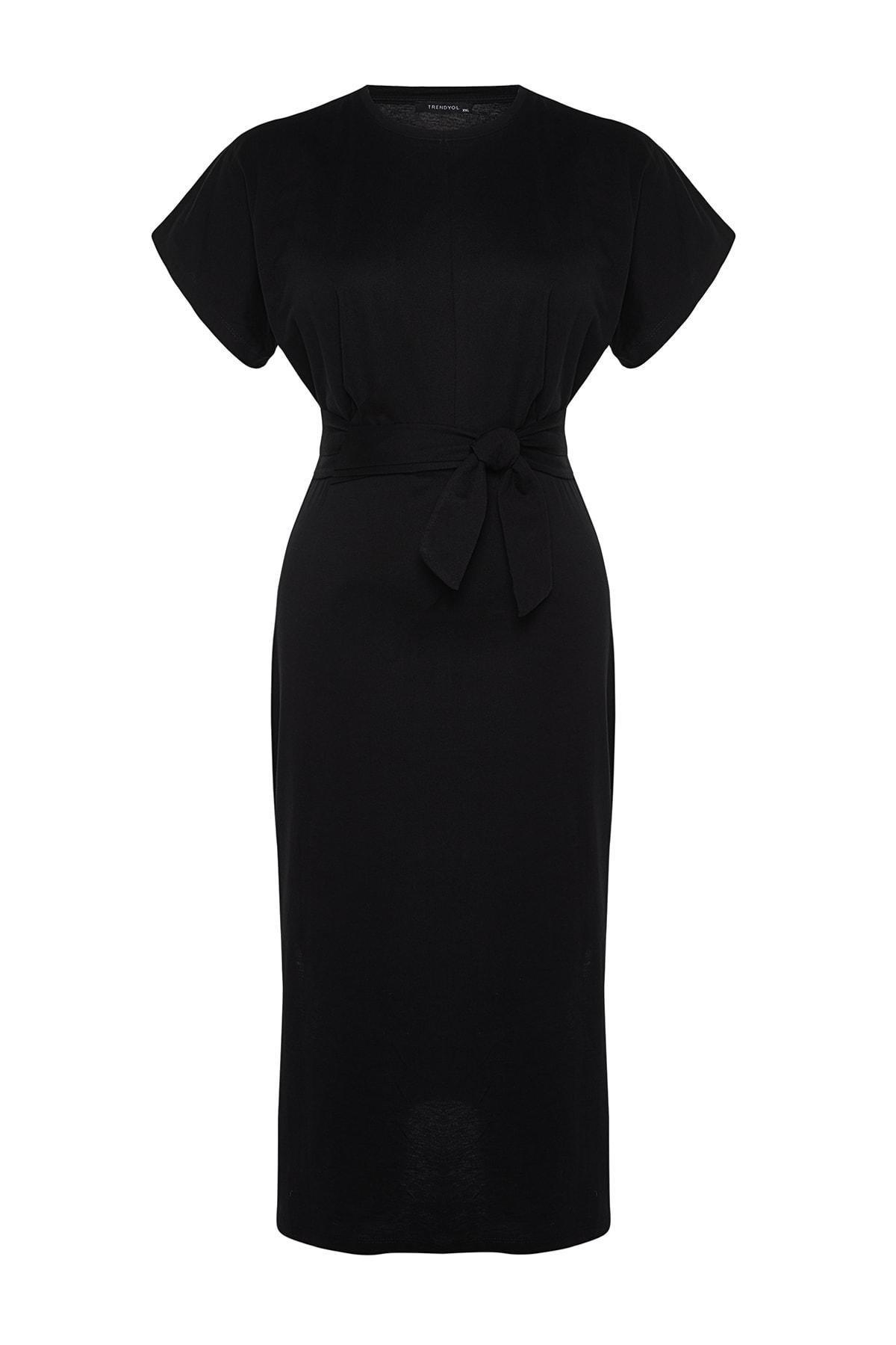 Black Jersey Midi Dress Plus Size Midi Dress, Black, large image number 6