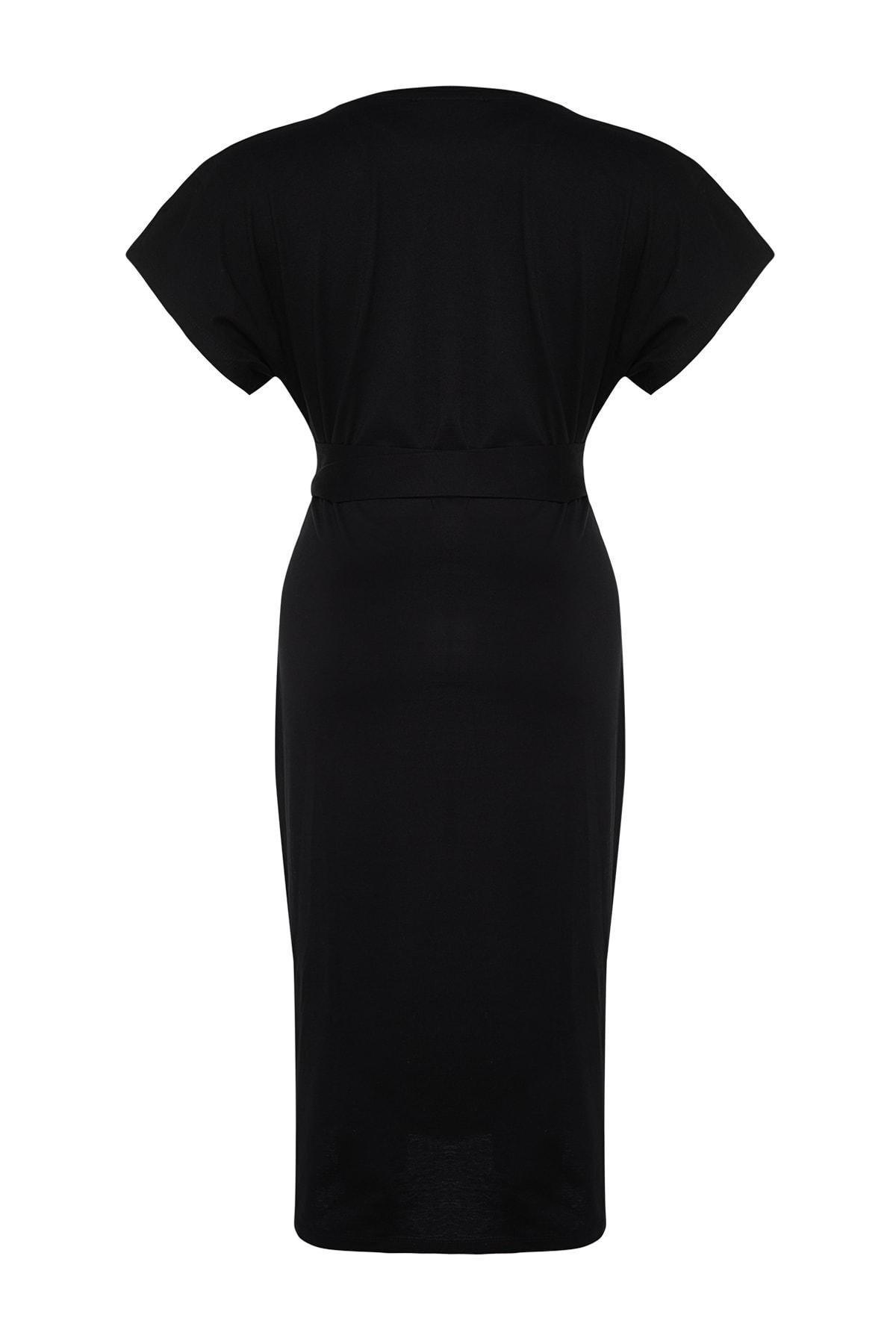 Black Jersey Midi Dress Plus Size Midi Dress, , large image number 8