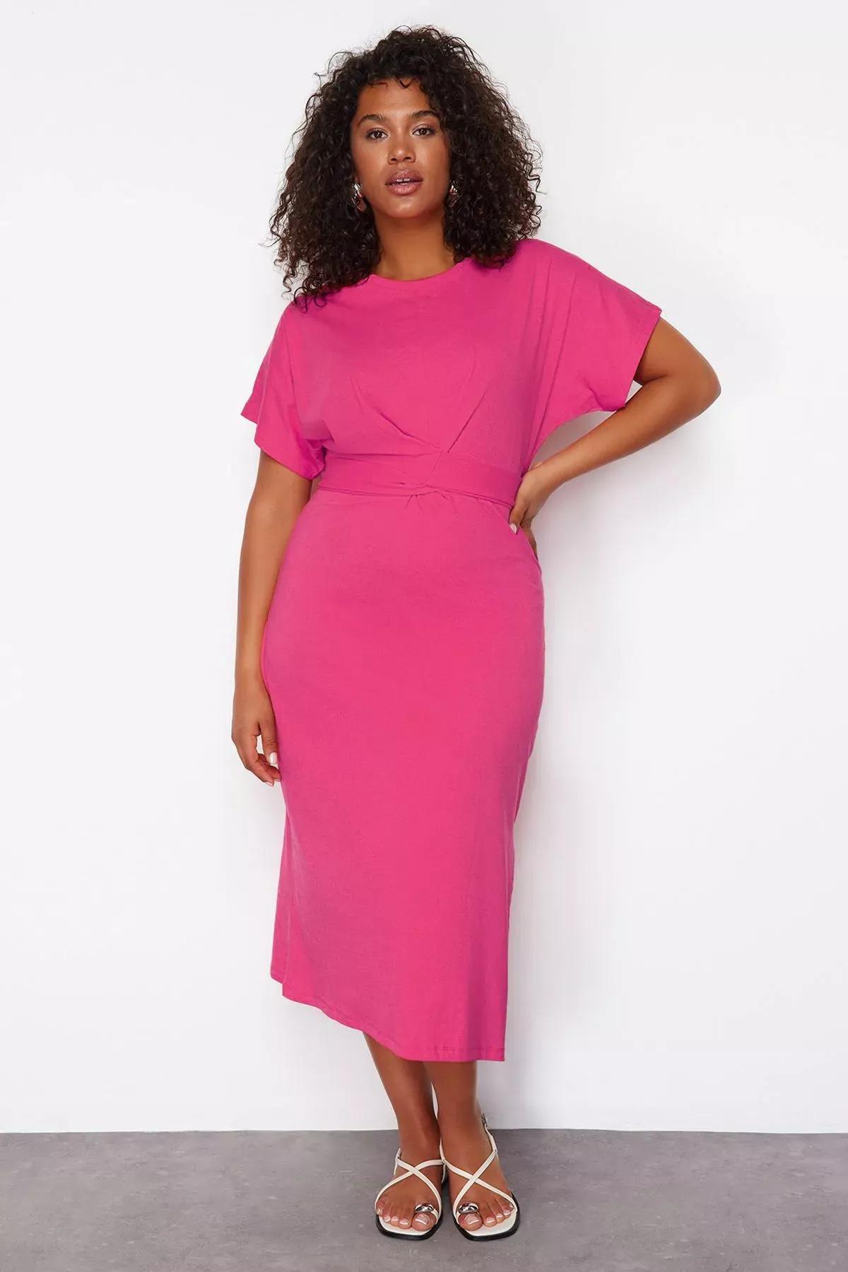 Pink Slit Tie Maxi Dress, C101_7329, large image number 0