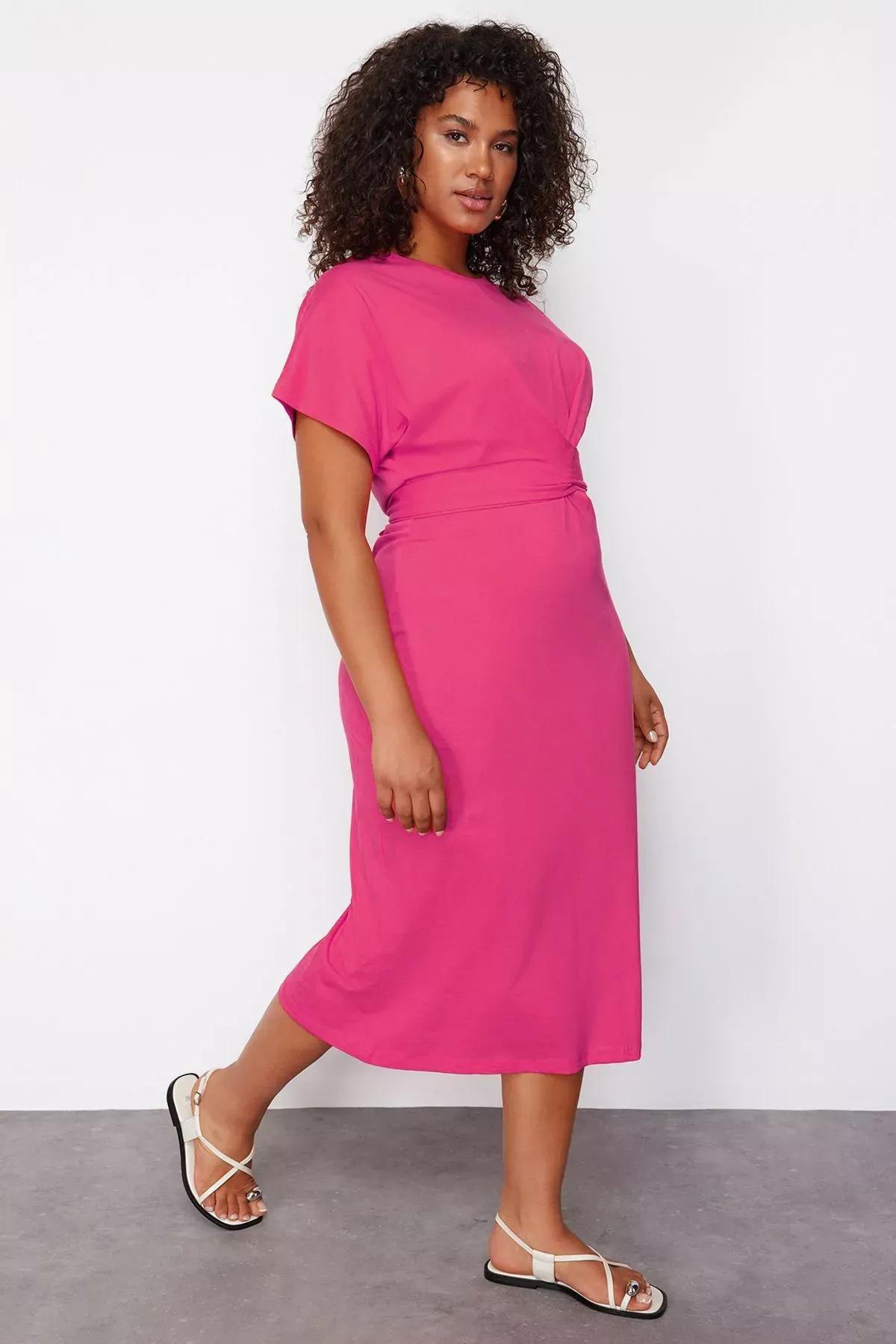 Pink Slit Tie Maxi Dress, C101_7329, large image number 3