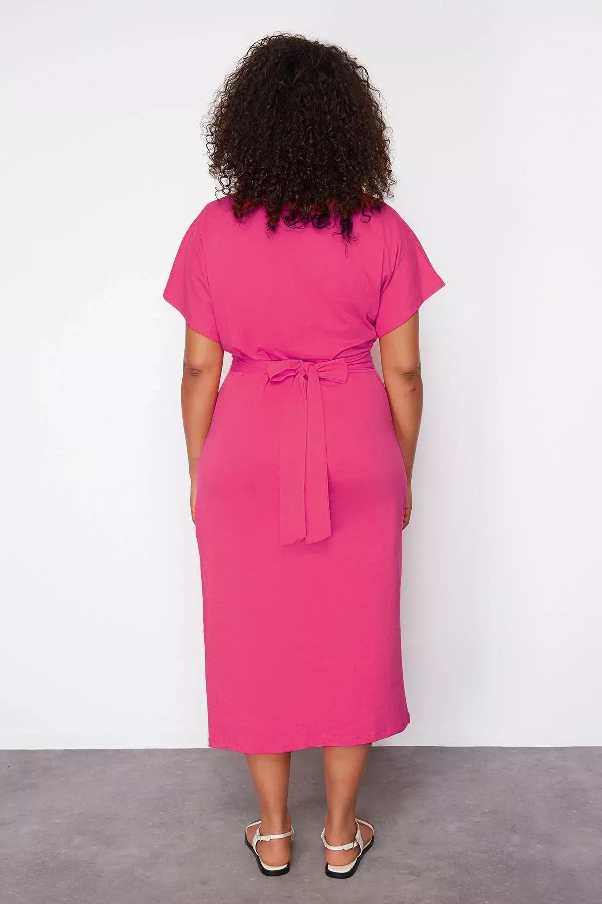 Pink Slit Tie Maxi Dress, C101_7329, large image number 4