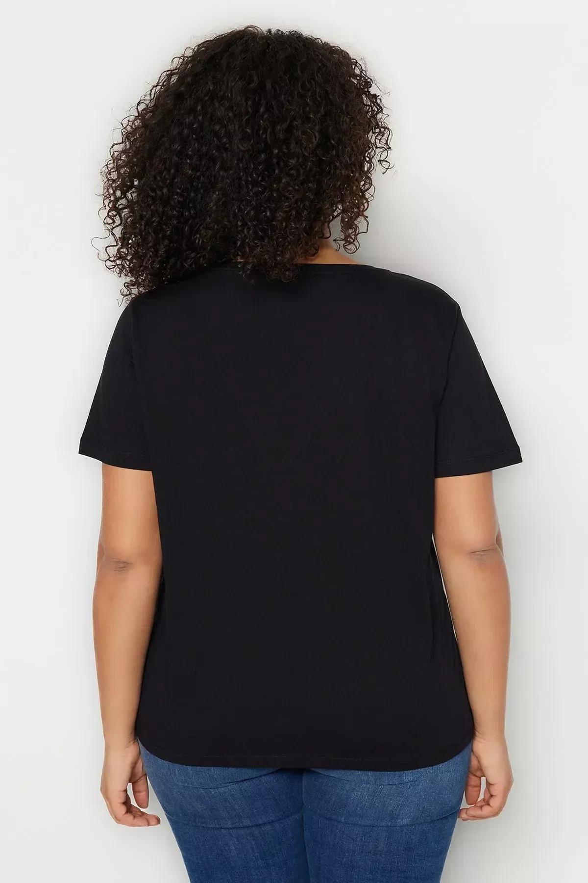 Multicolour V-Neck Plus Size T-Shirt, Set Of 2, , large image number 6