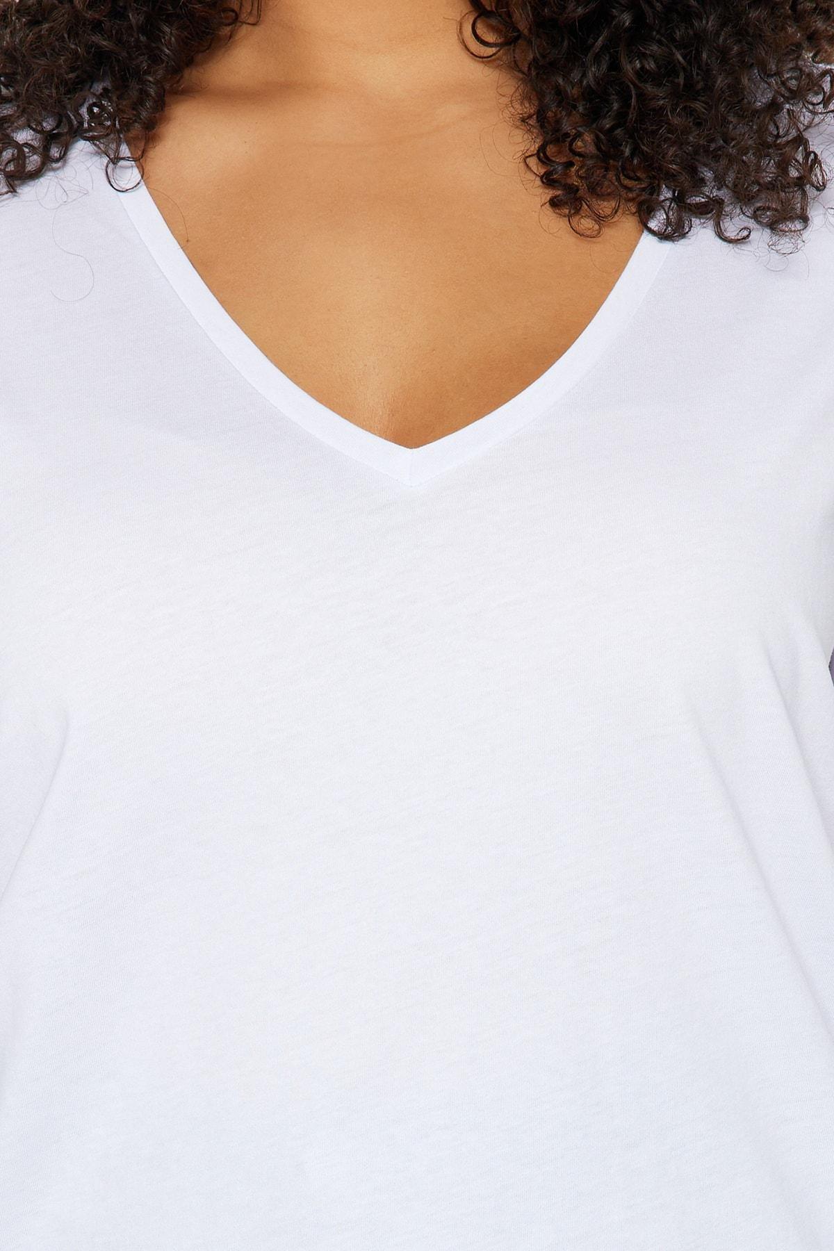 Multicolour V-Neck Plus Size T-Shirt, Set Of 2, , large image number 7