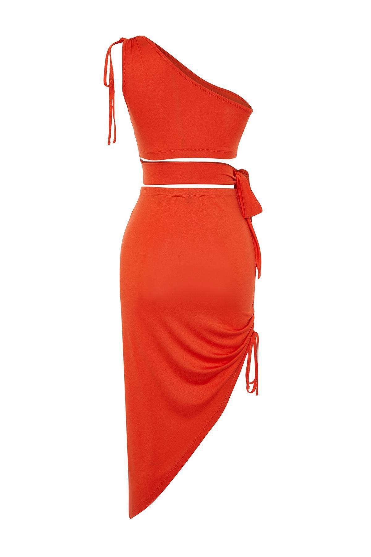 Trendyol - Orange Fitted Knitted Co-Ord Set