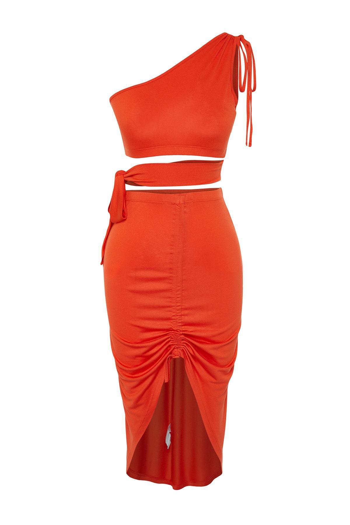 Trendyol - Orange Fitted Knitted Co-Ord Set