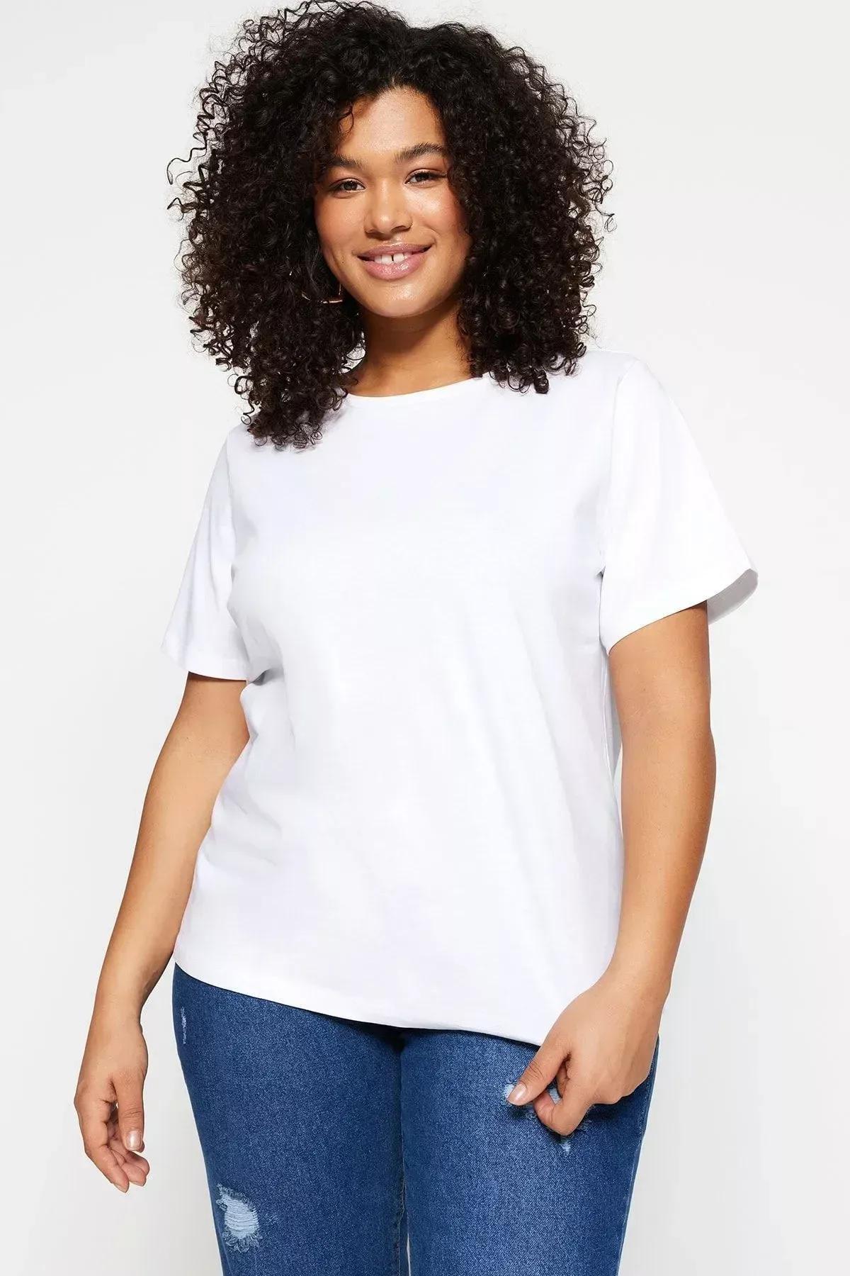 White Short Sleeve Plus Size T-Shirt, White, large image number 4